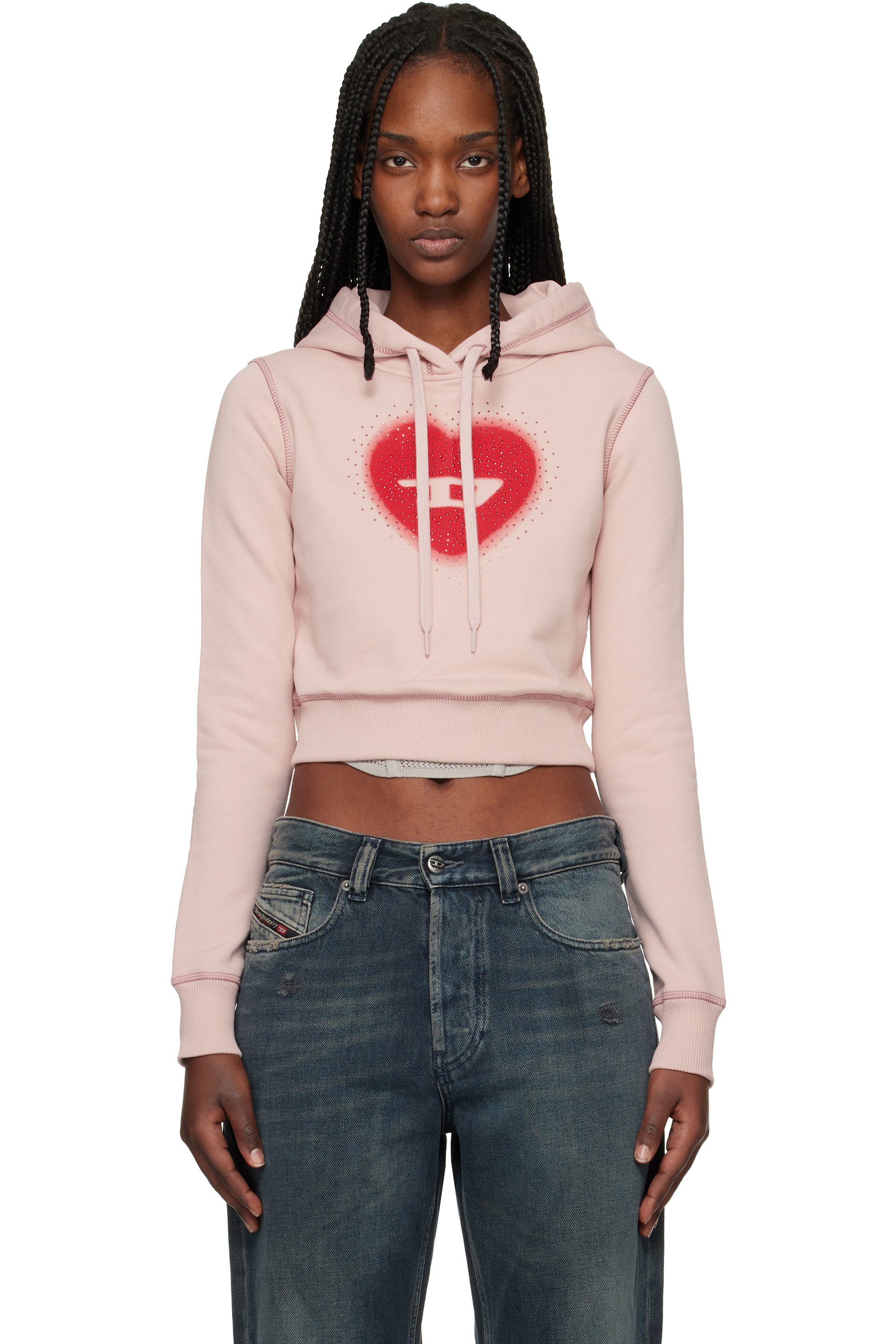 Diesel - Pull à capuche F-Slimmy-S5 rose