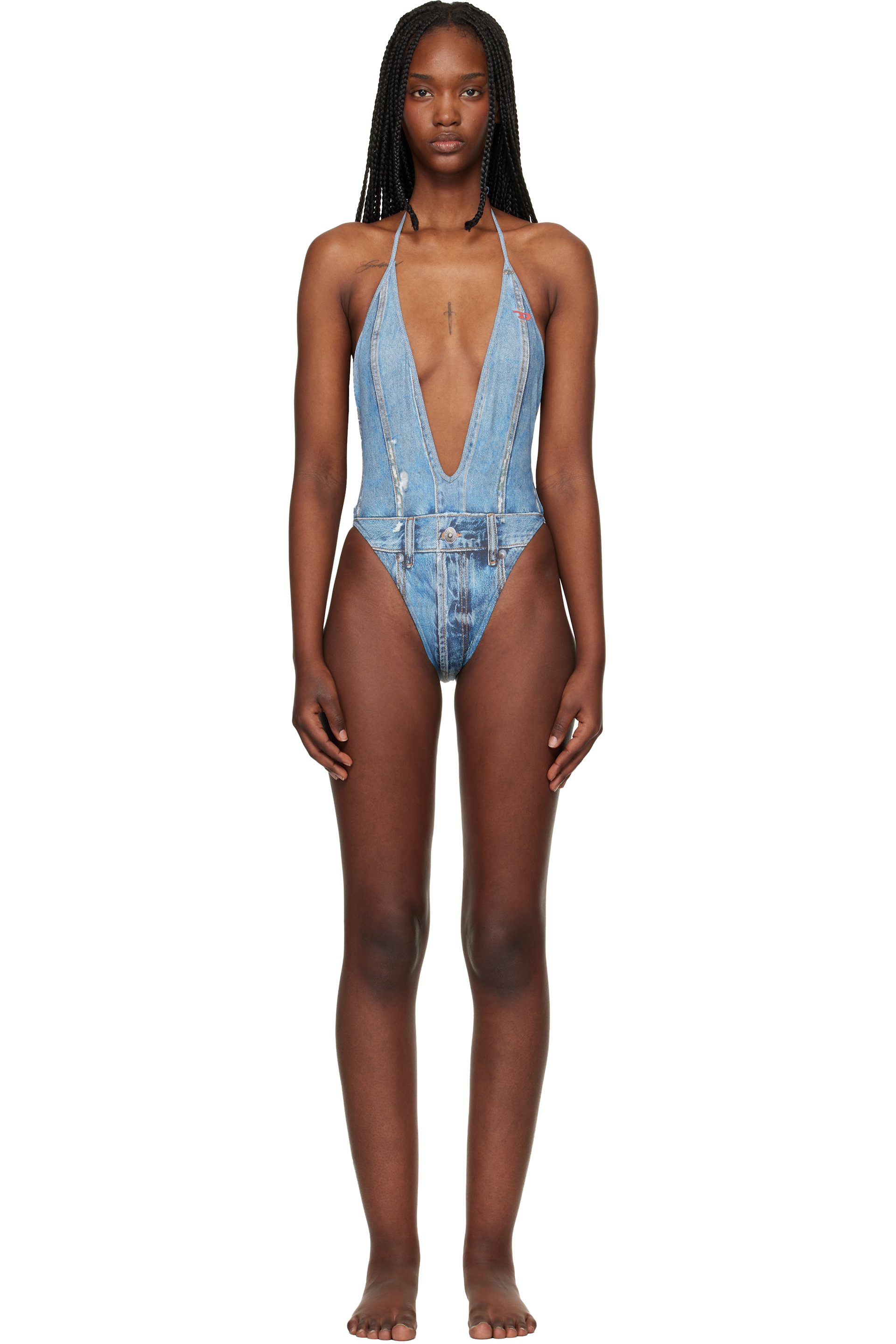 Diesel - Maillot de bain Kinsley bleu à motif de denim