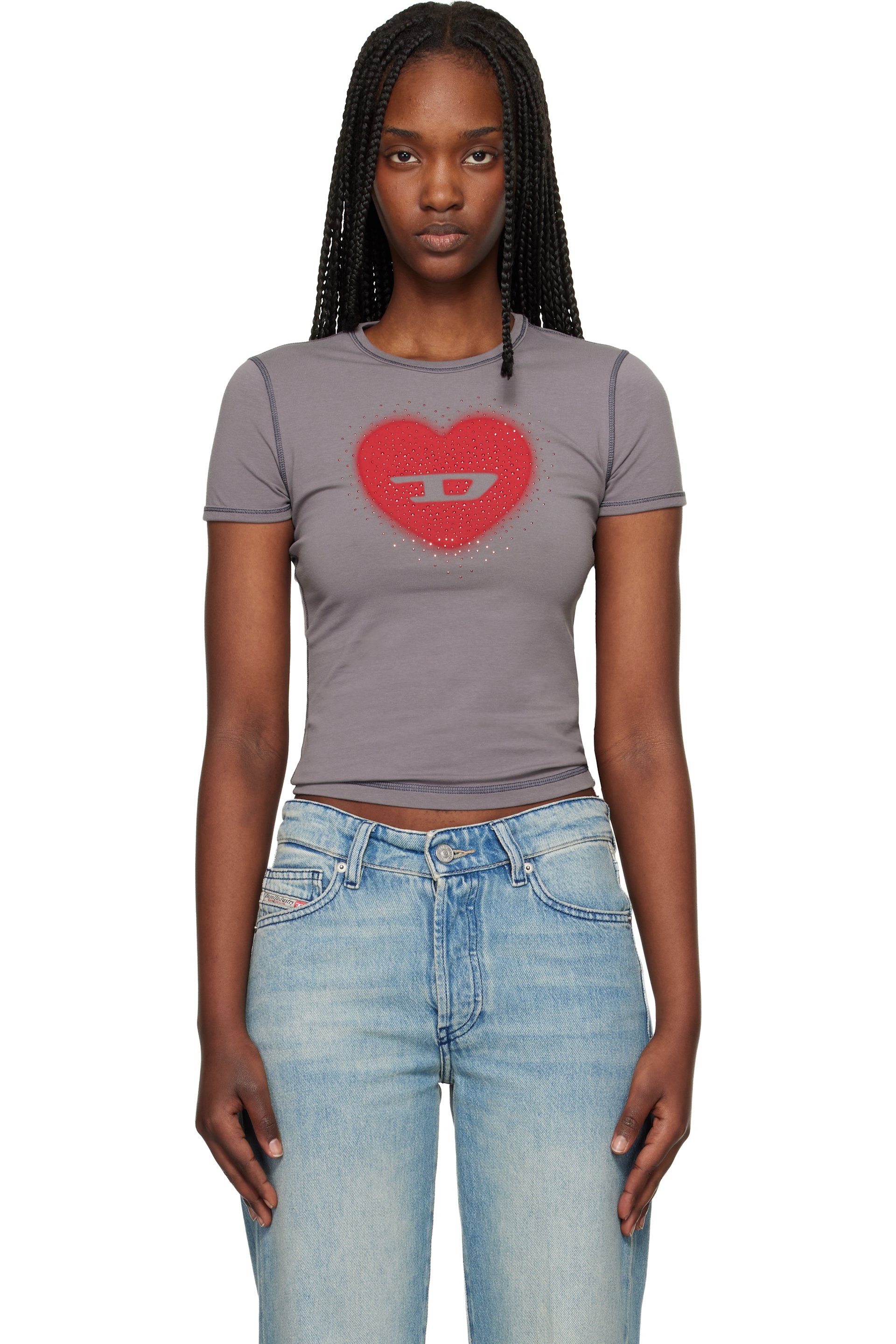 Diesel - T-shirt Uncuties-Long-S5 gris