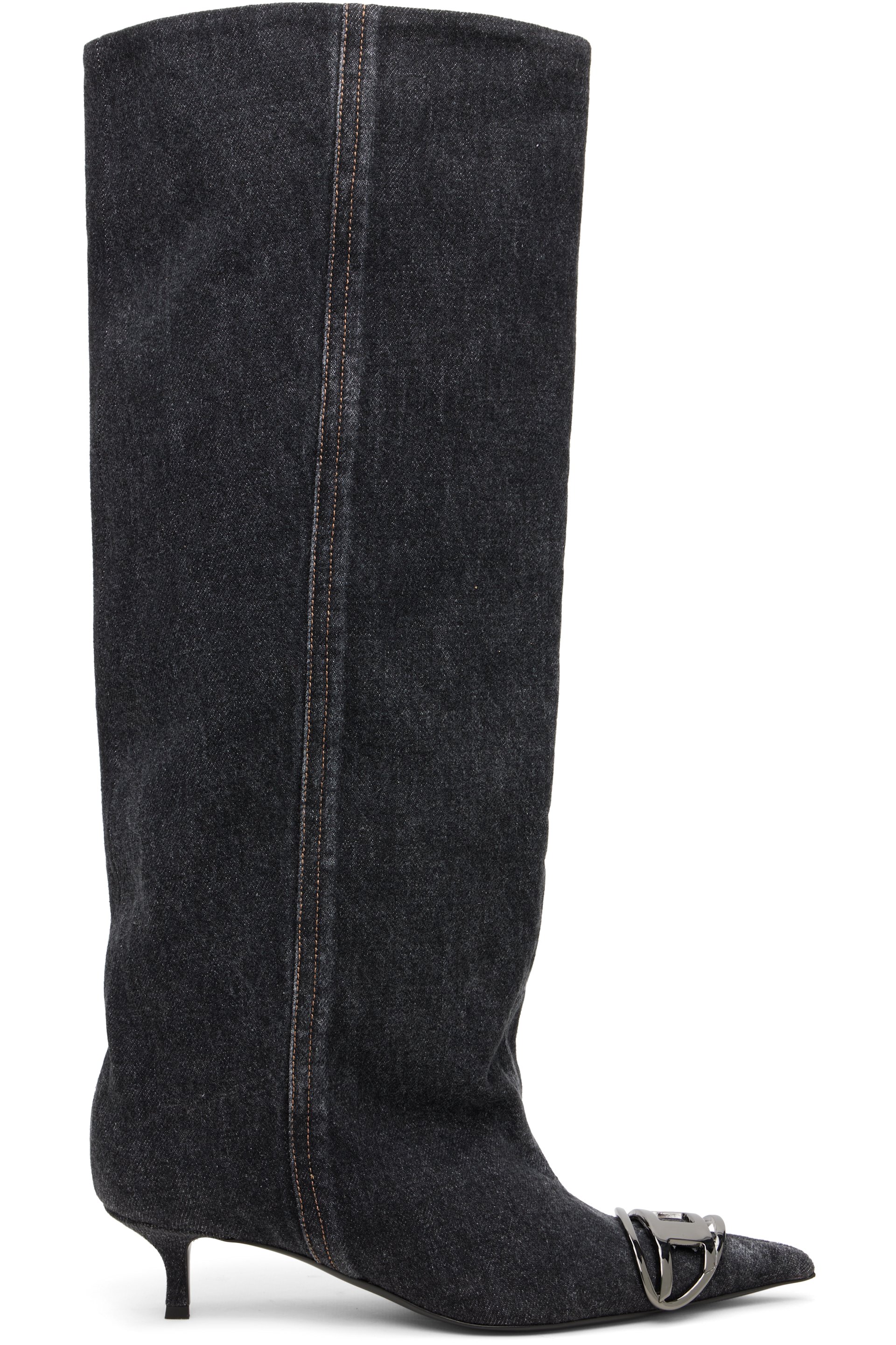Diesel - Bottes hautes décontractées Venus Kb noires en denim