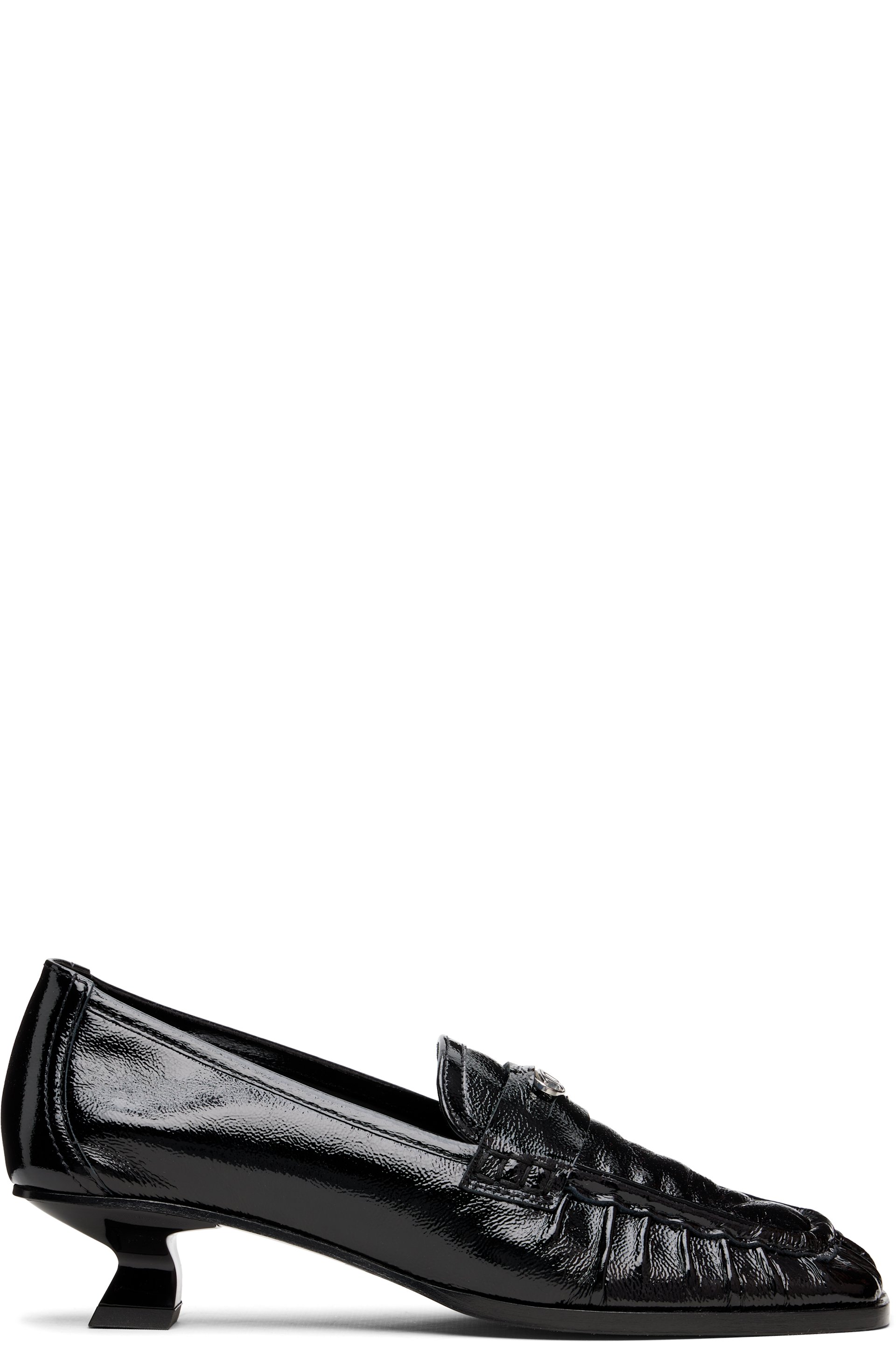 Diesel - Chaussures à talon de style mocassin noires à ferrure à logo