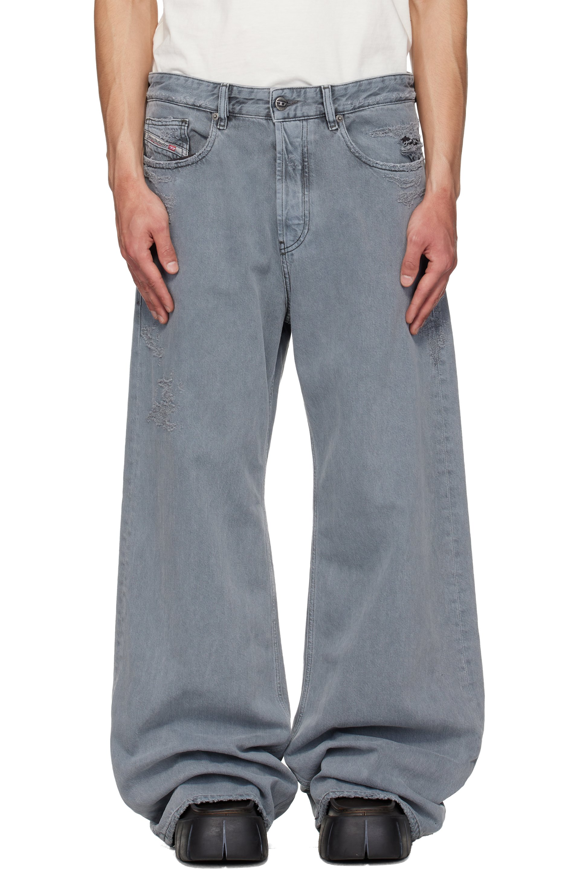 Diesel - Gray Relaxed D-Rise Jeans
