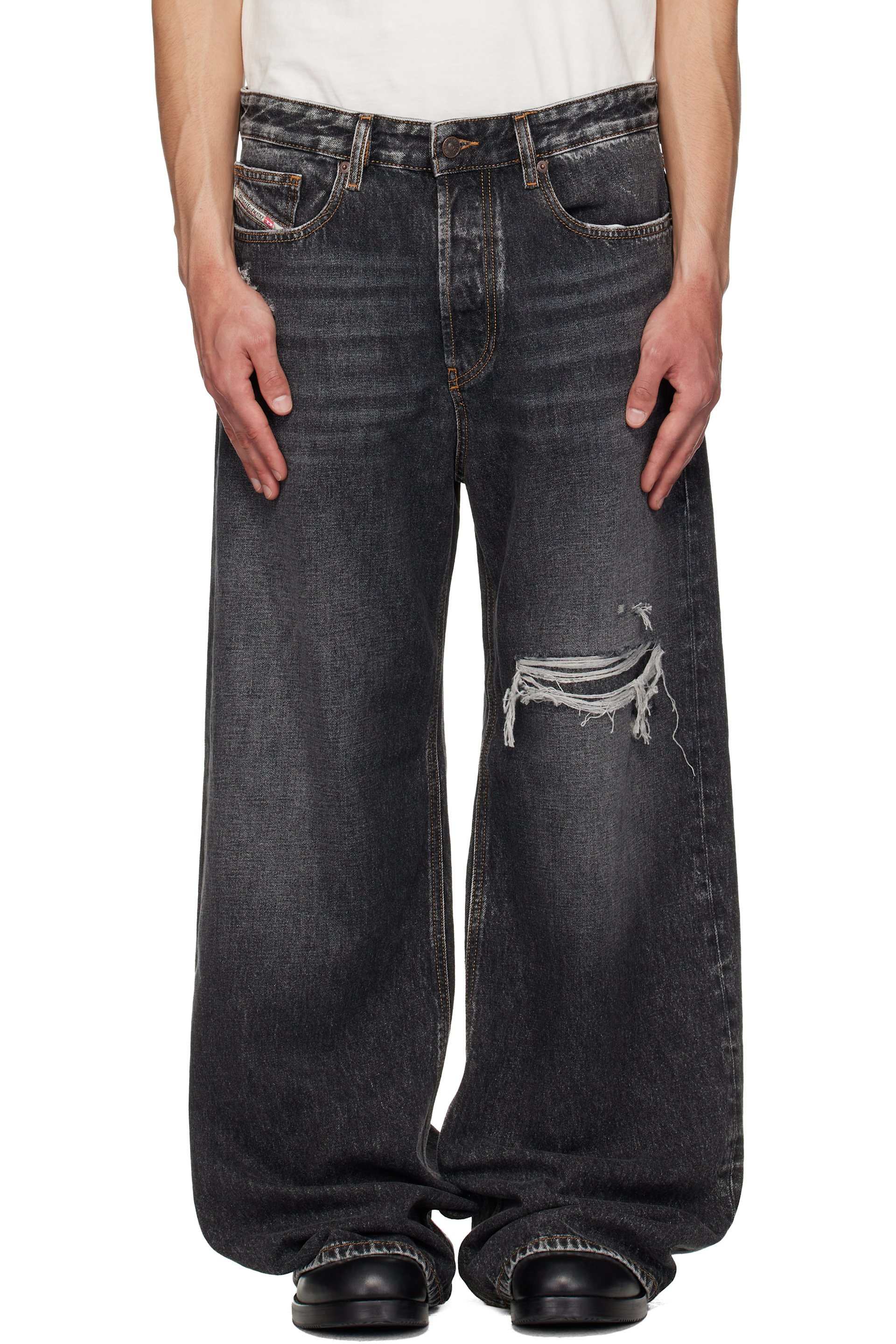 Diesel - Black Relaxed D-Rise 007dn Jeans