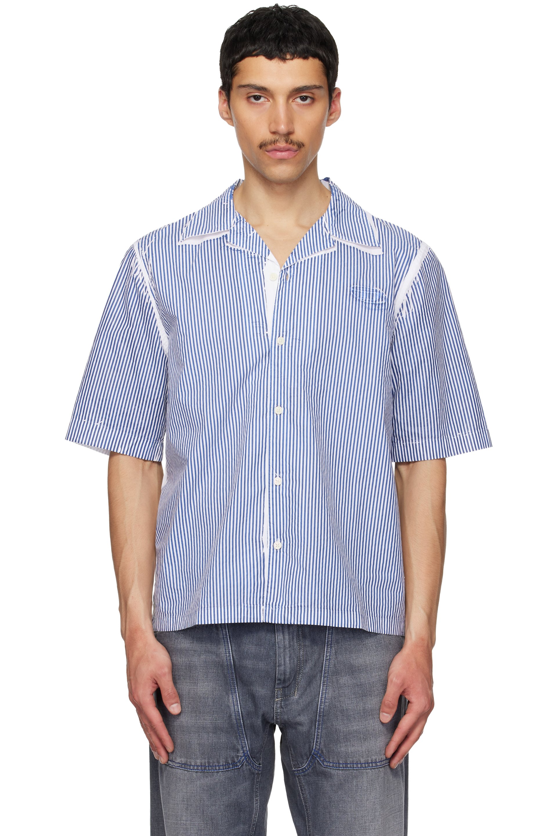 Diesel - White & Blue S-Brack-Qmbz Shirt