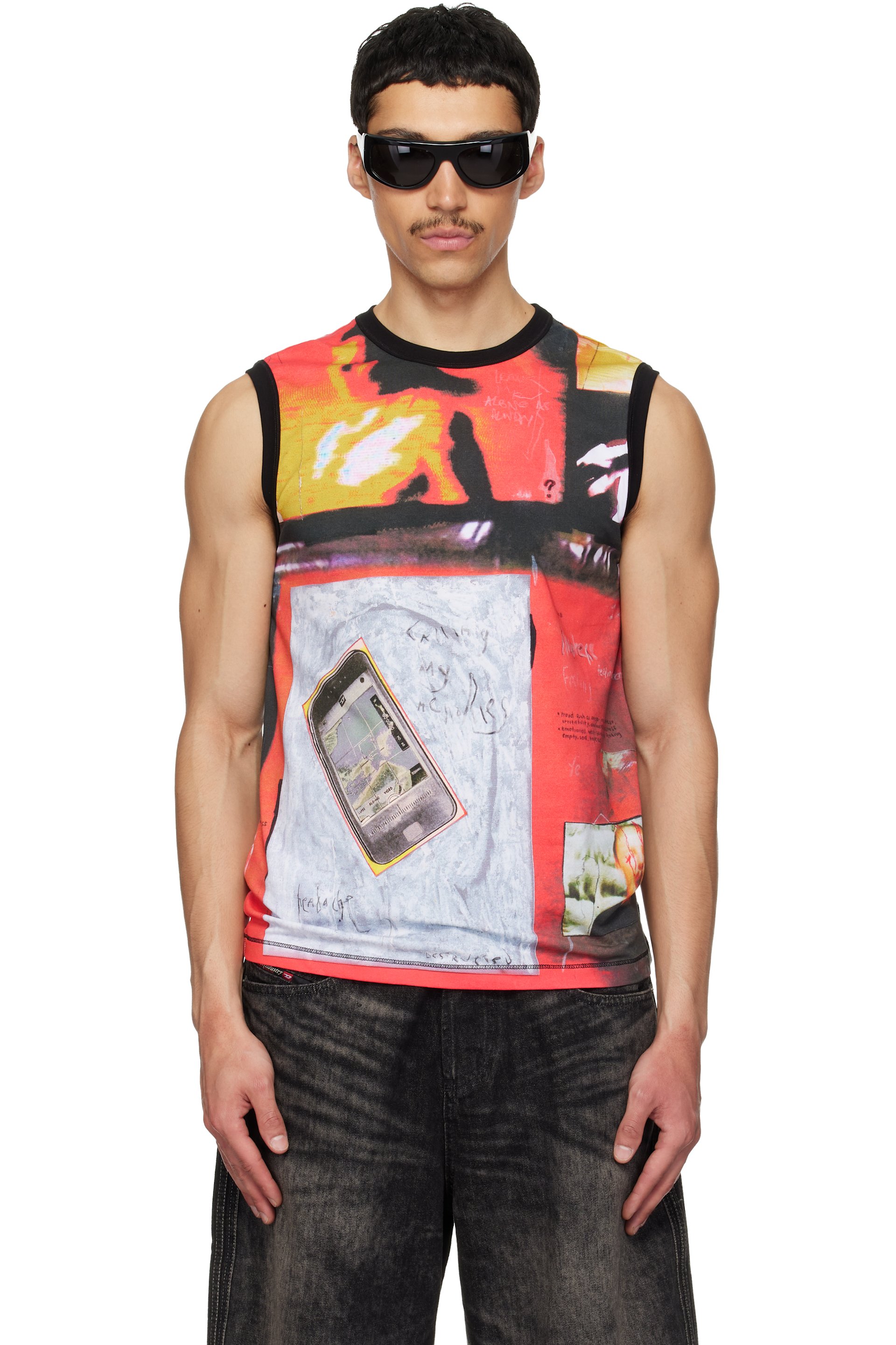Diesel - Red & Black T-Hessa Tank Top