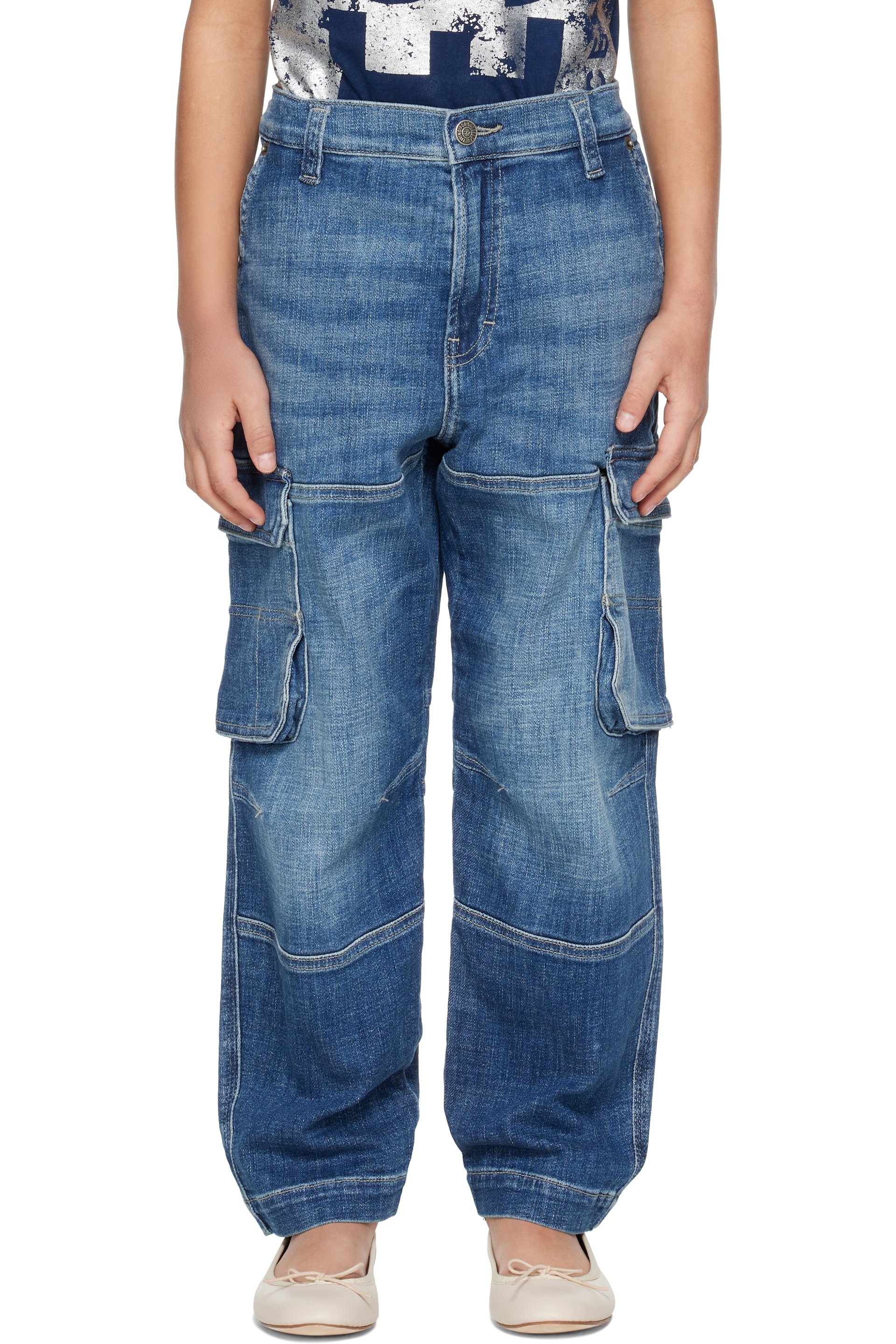 Diesel - Kids Blue D-Dave-Cargo-J Denim Cargo Pants