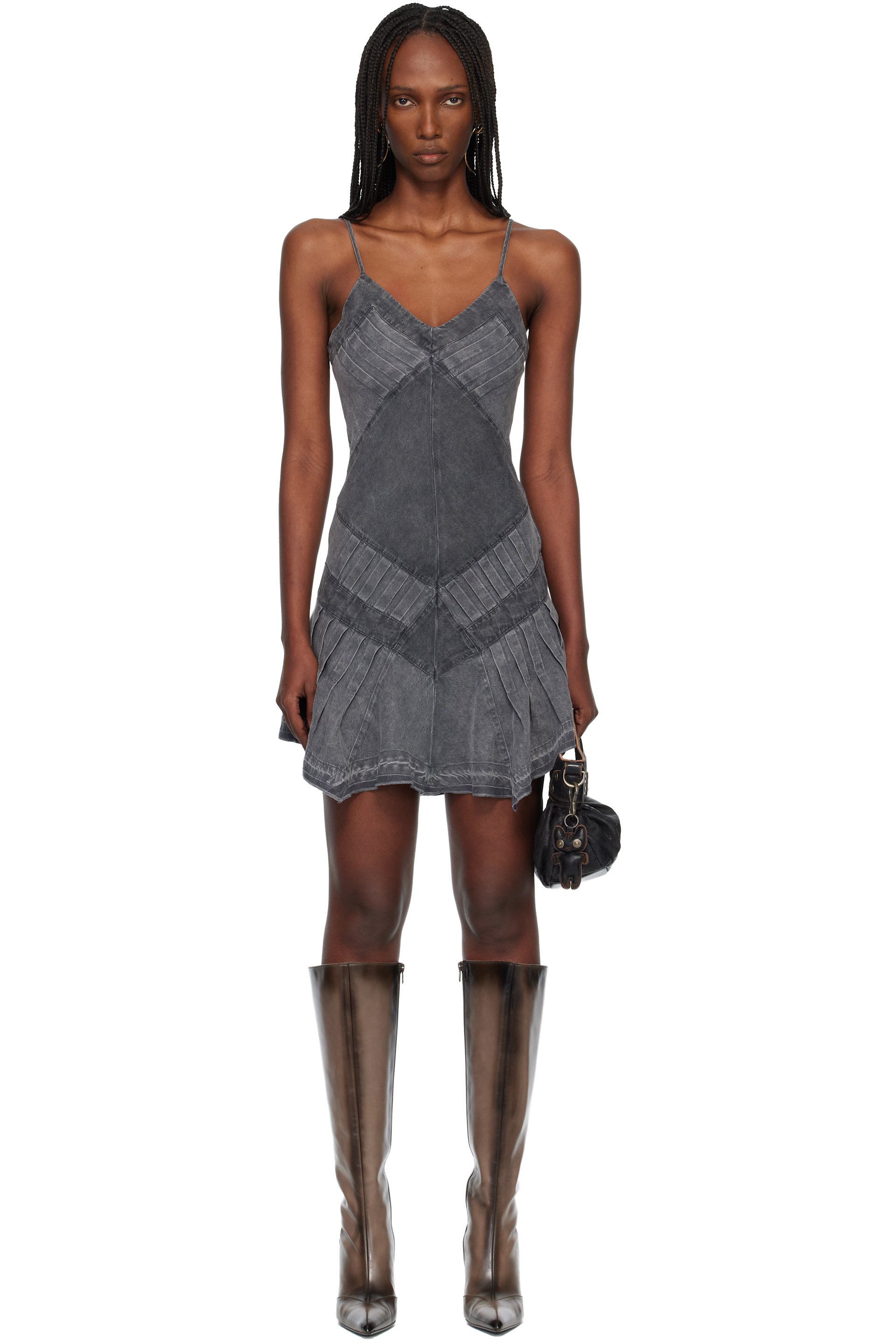 Miss Sixty - Robe courte noire en denim à bretelles fines édition KNWLS