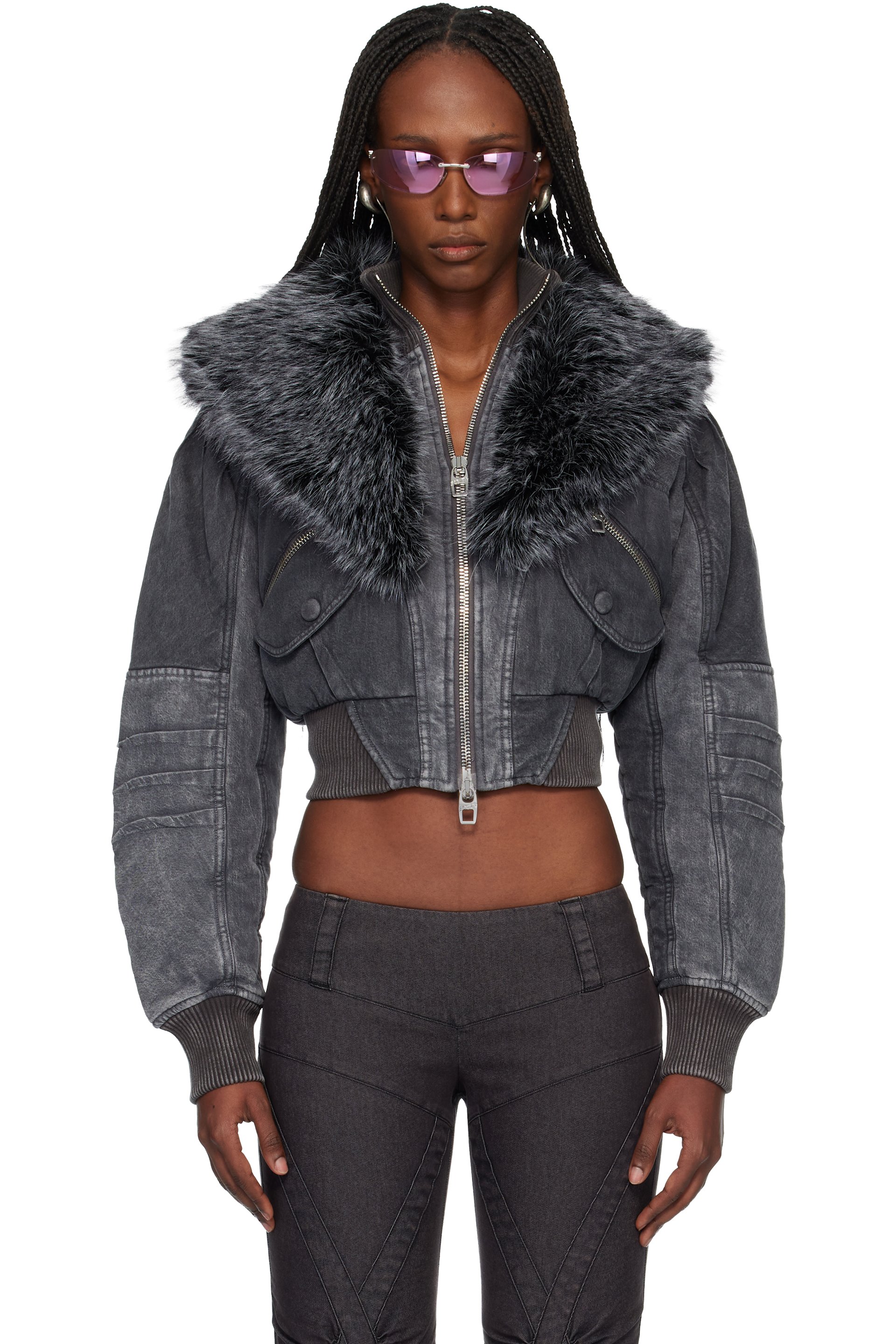 Miss Sixty - Black KNWLS Edition Padded Denim Bomber Jacket