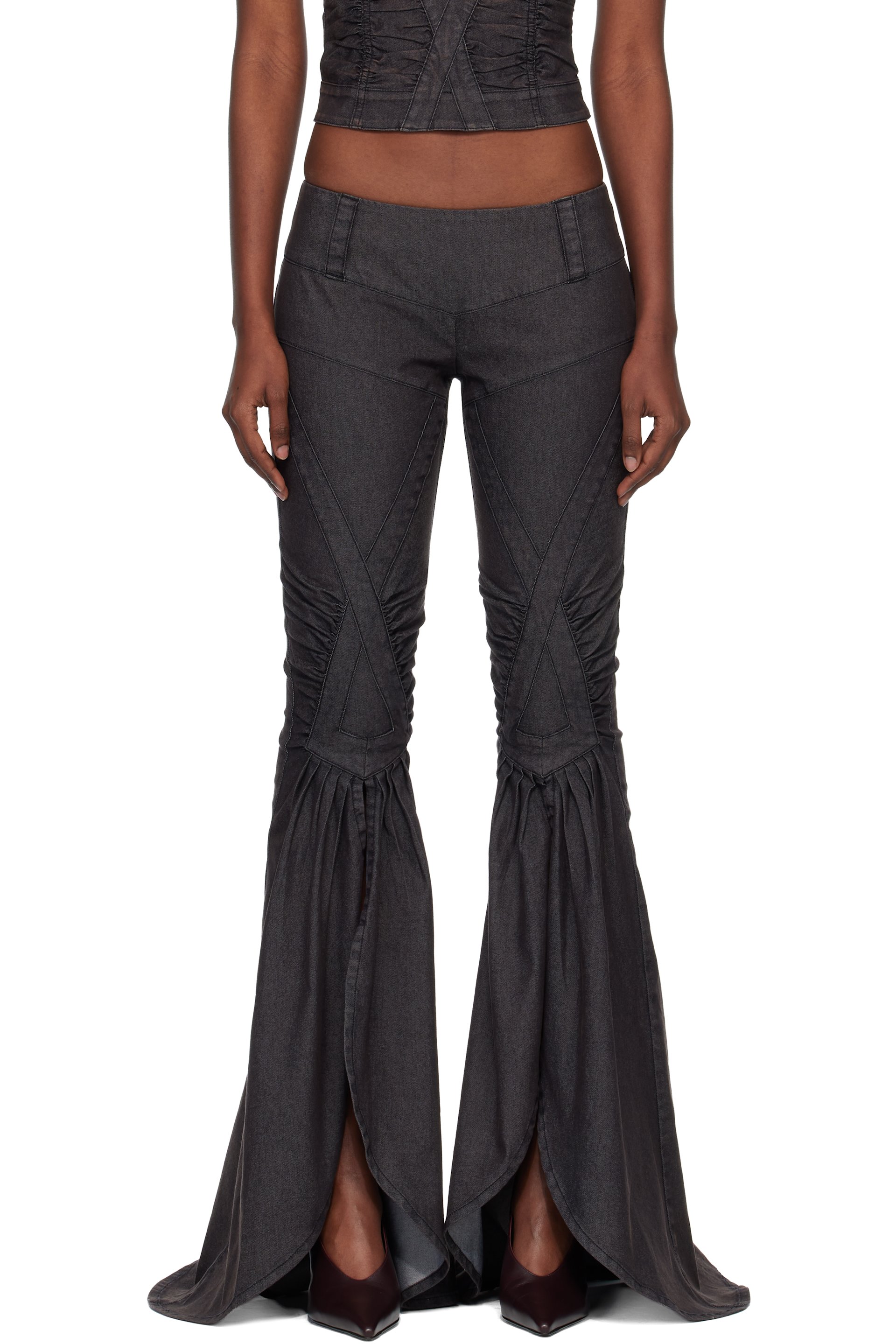 Miss Sixty - Pantalon évasé noir à fentes édition KNWLS