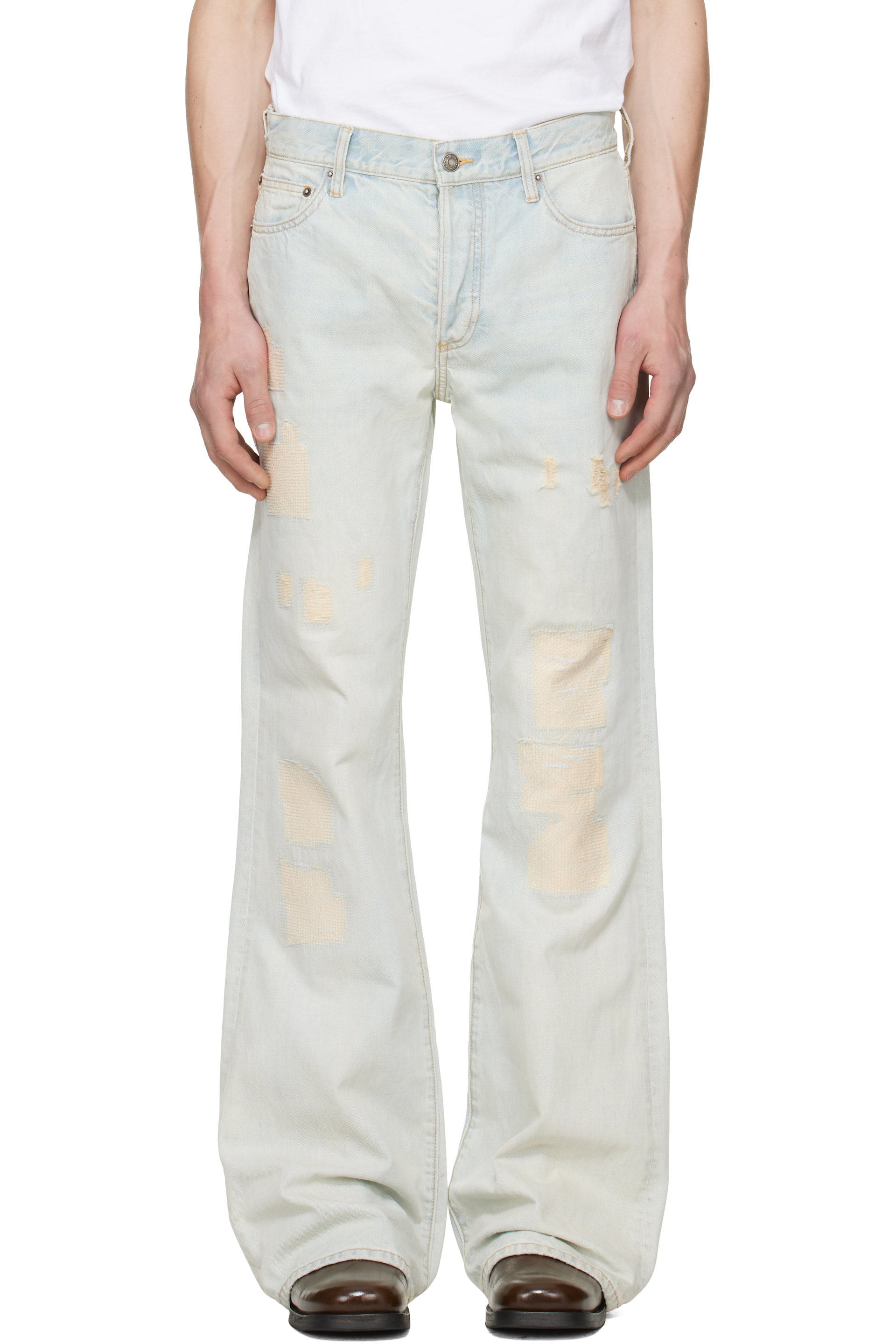 COÛT DE LA LIBERTÉ - Blue Jimmy Crispy Rigid Denim Flare Jeans