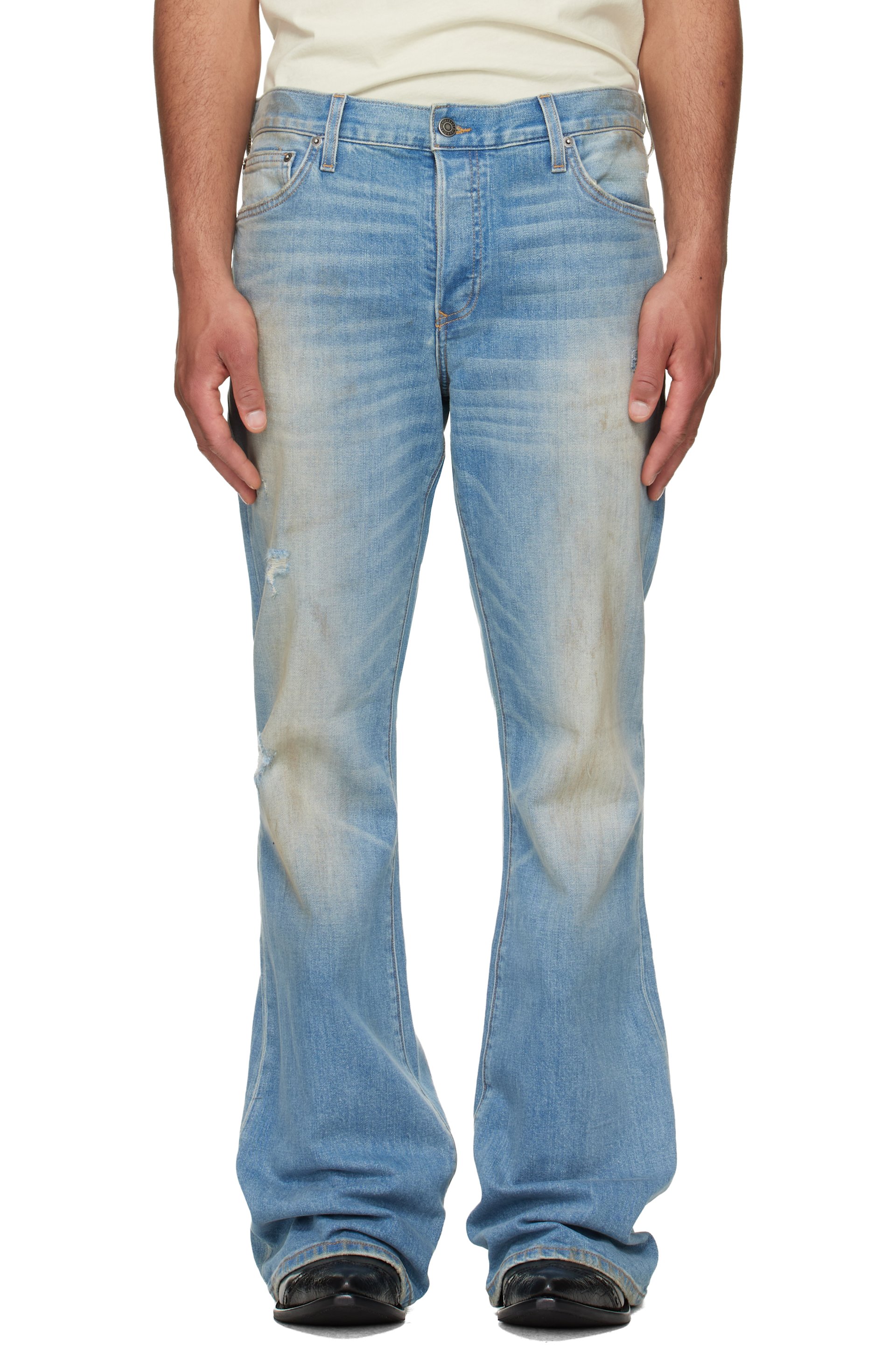 COÛT DE LA LIBERTÉ - 蓝色 Jimmy Sioux Stretch Flare 牛仔裤