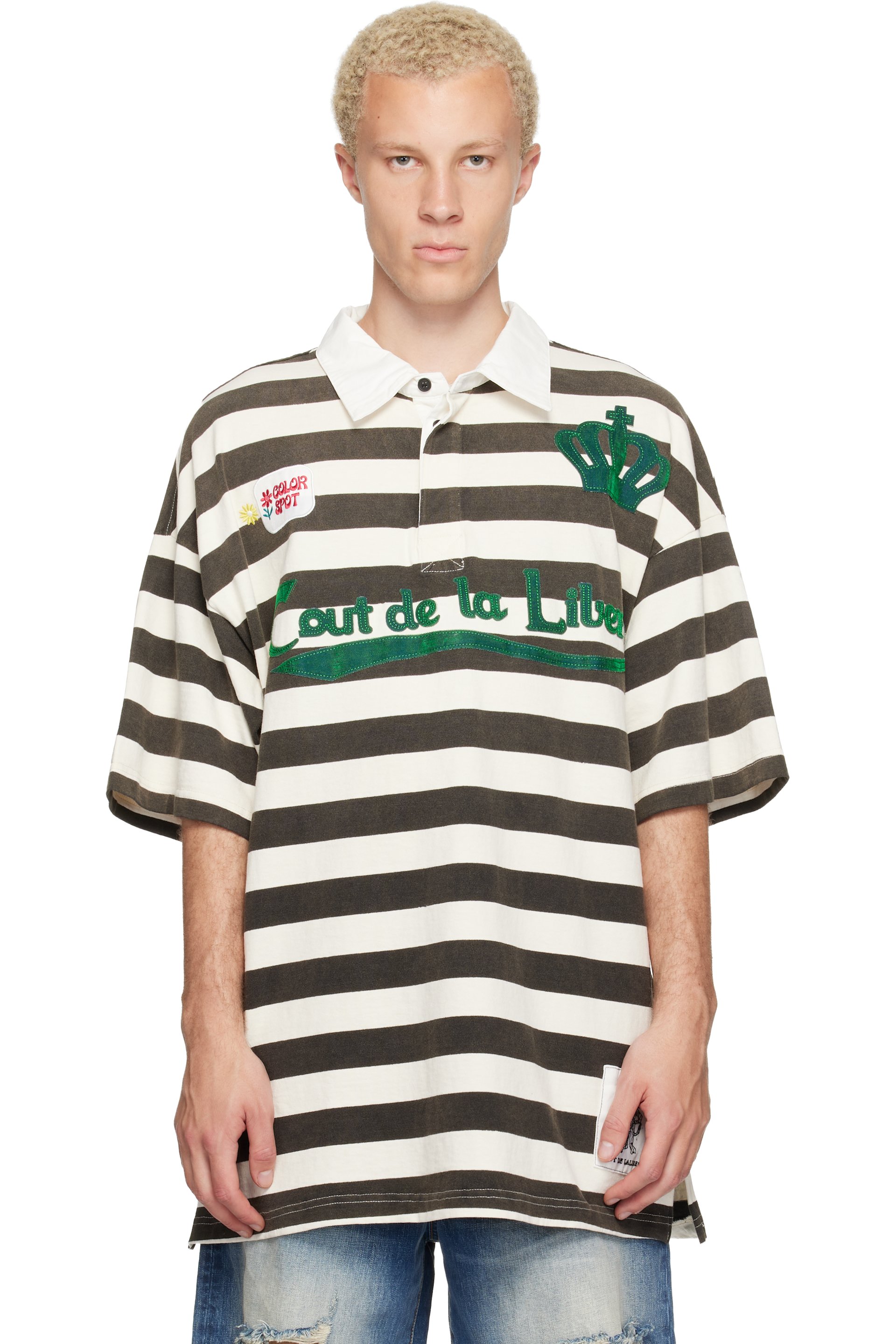 COÛT DE LA LIBERTÉ - Black & White Connor Stripe Rugby Polo
