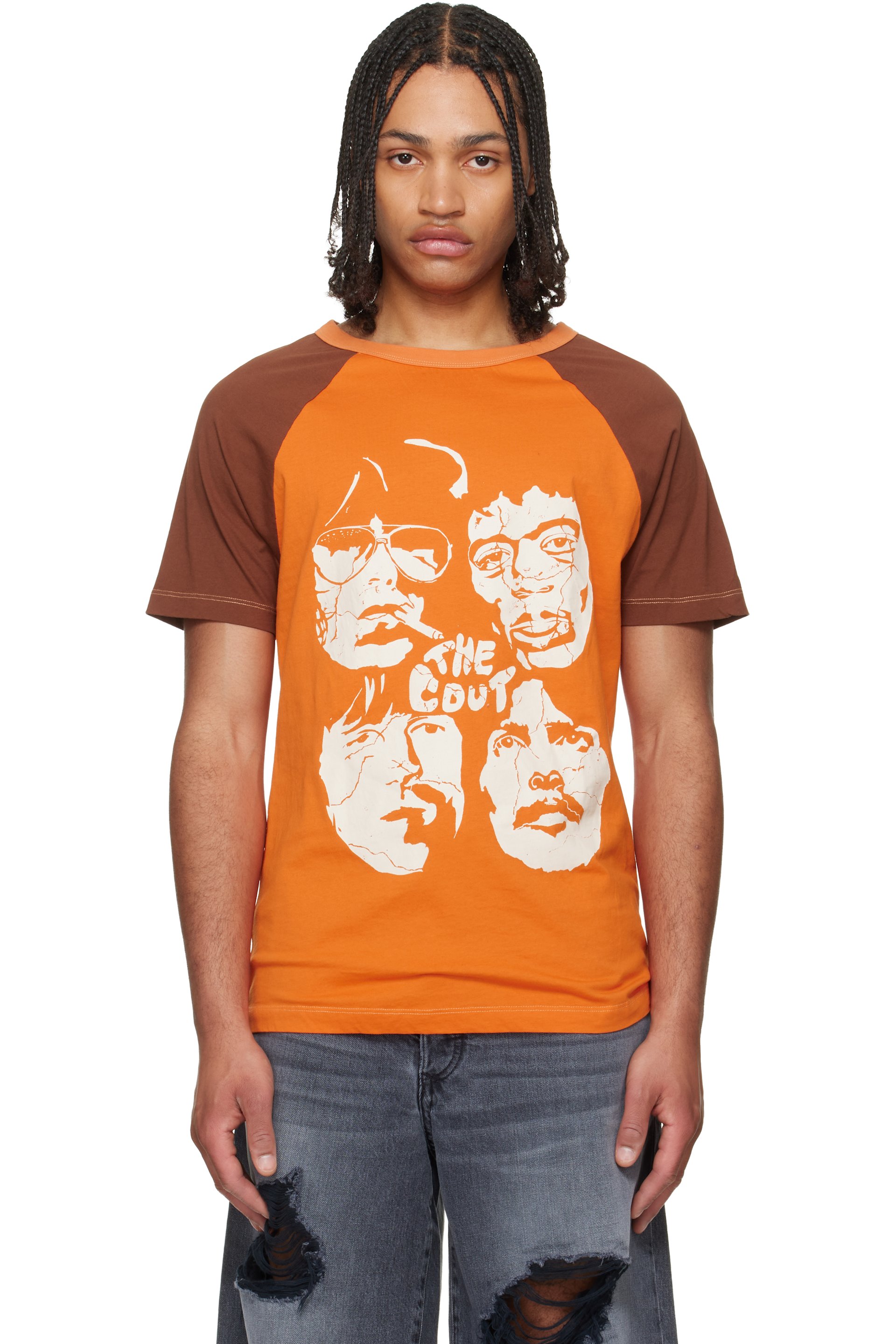 COÛT DE LA LIBERTÉ - Orange Ty Cout Raglan Colorblock Print T-shirt
