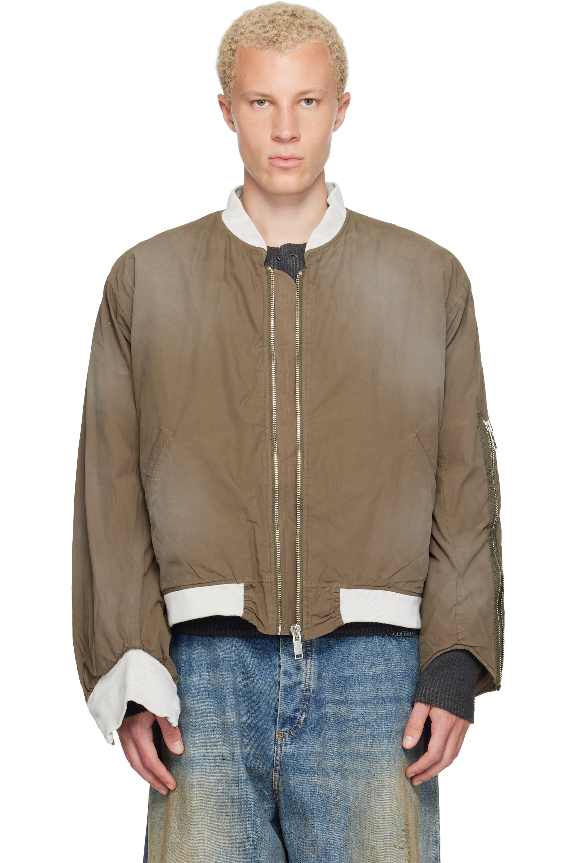 424 - Khaki Military Bomber Jacket