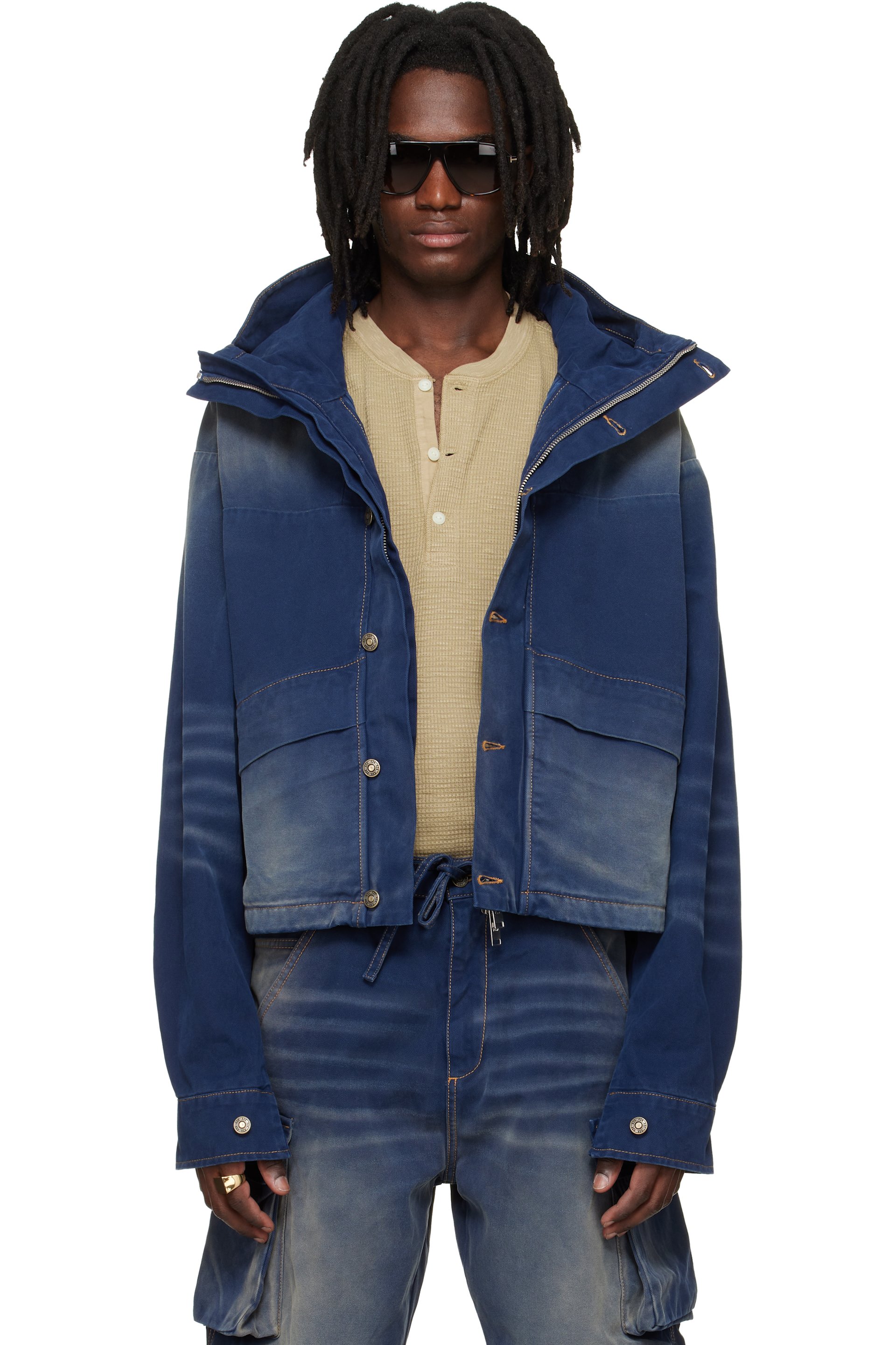 424 - Navy Cropped Parka