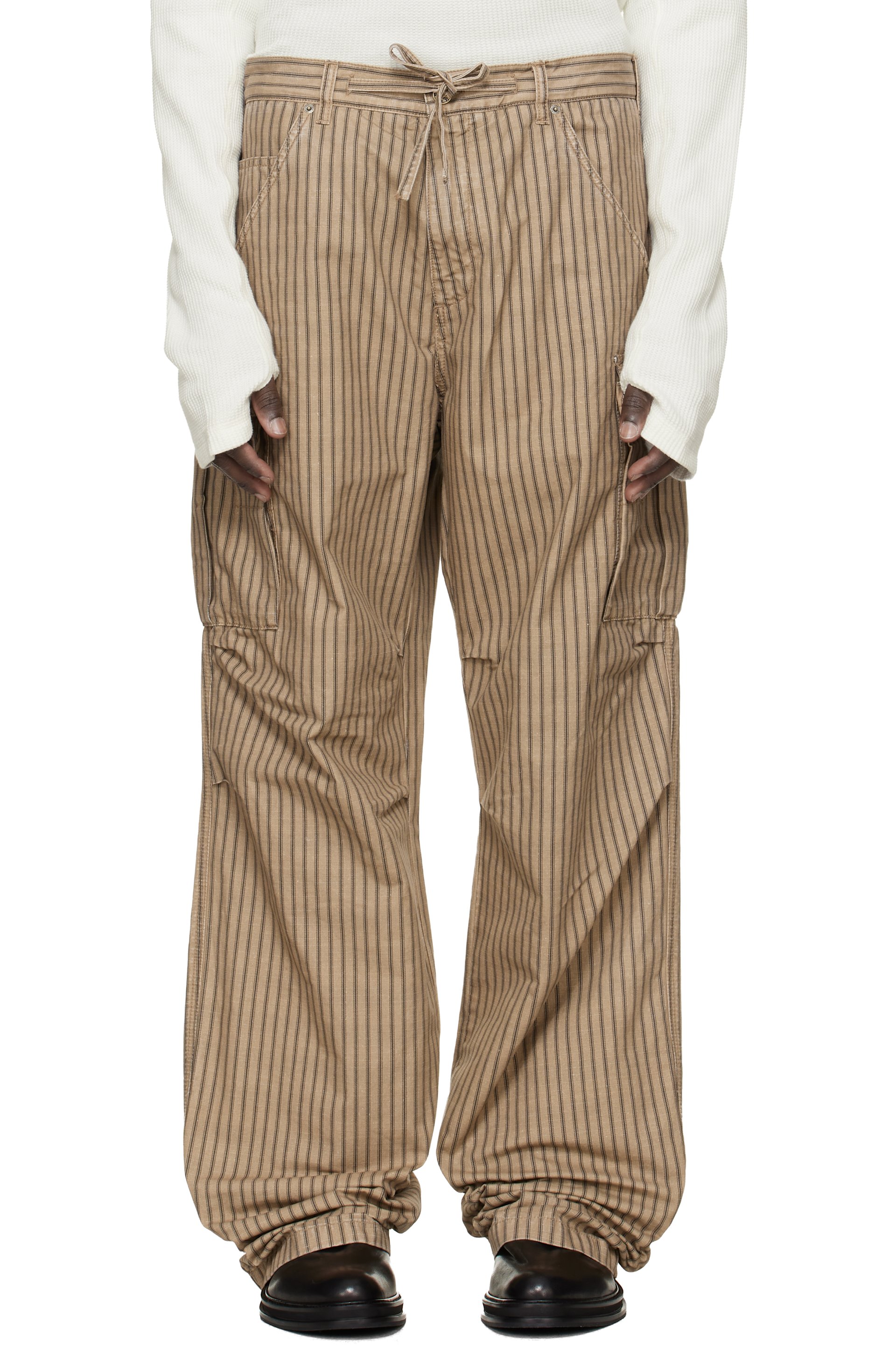424 - Pantalon cargo beige à rayures