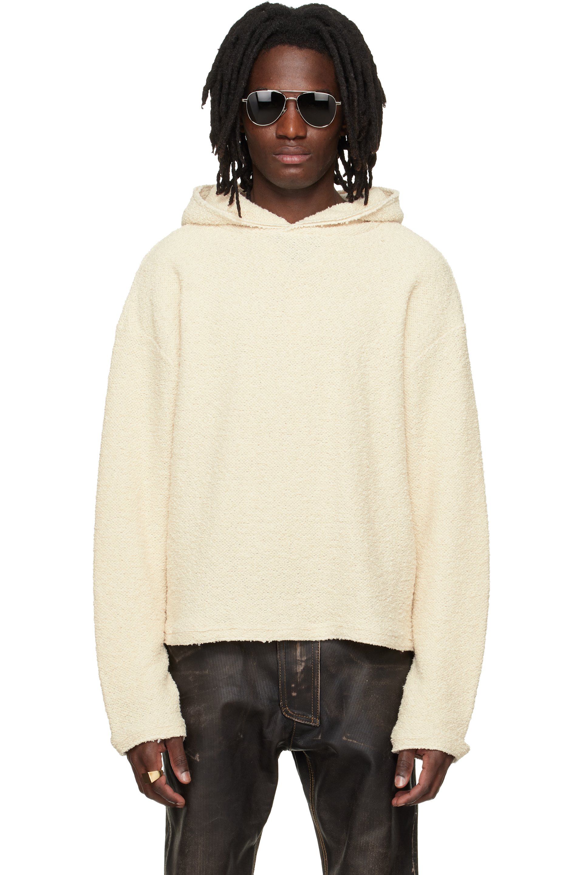 424 - Beige Dropped Shoulder Hoodie