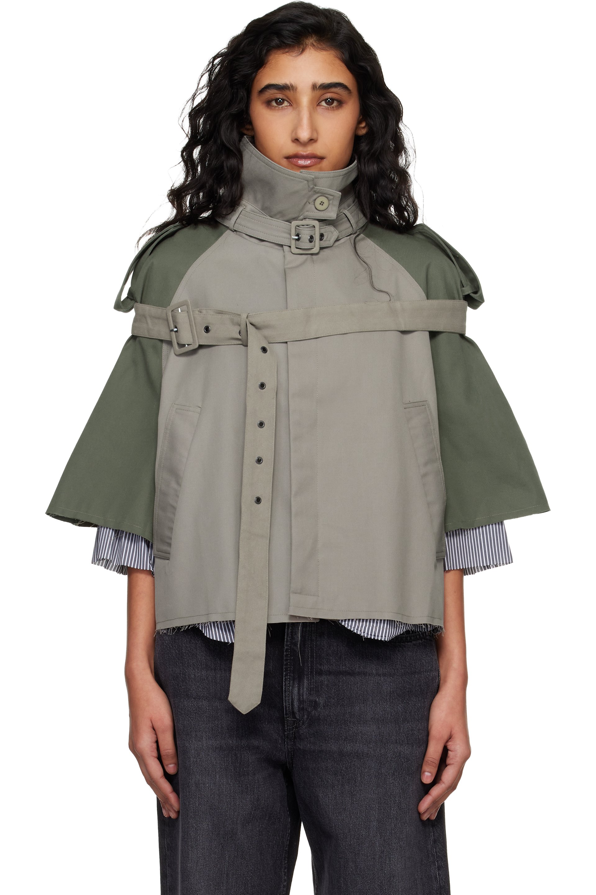 Ottolinger - Blouson de style trench écourté beige et kaki