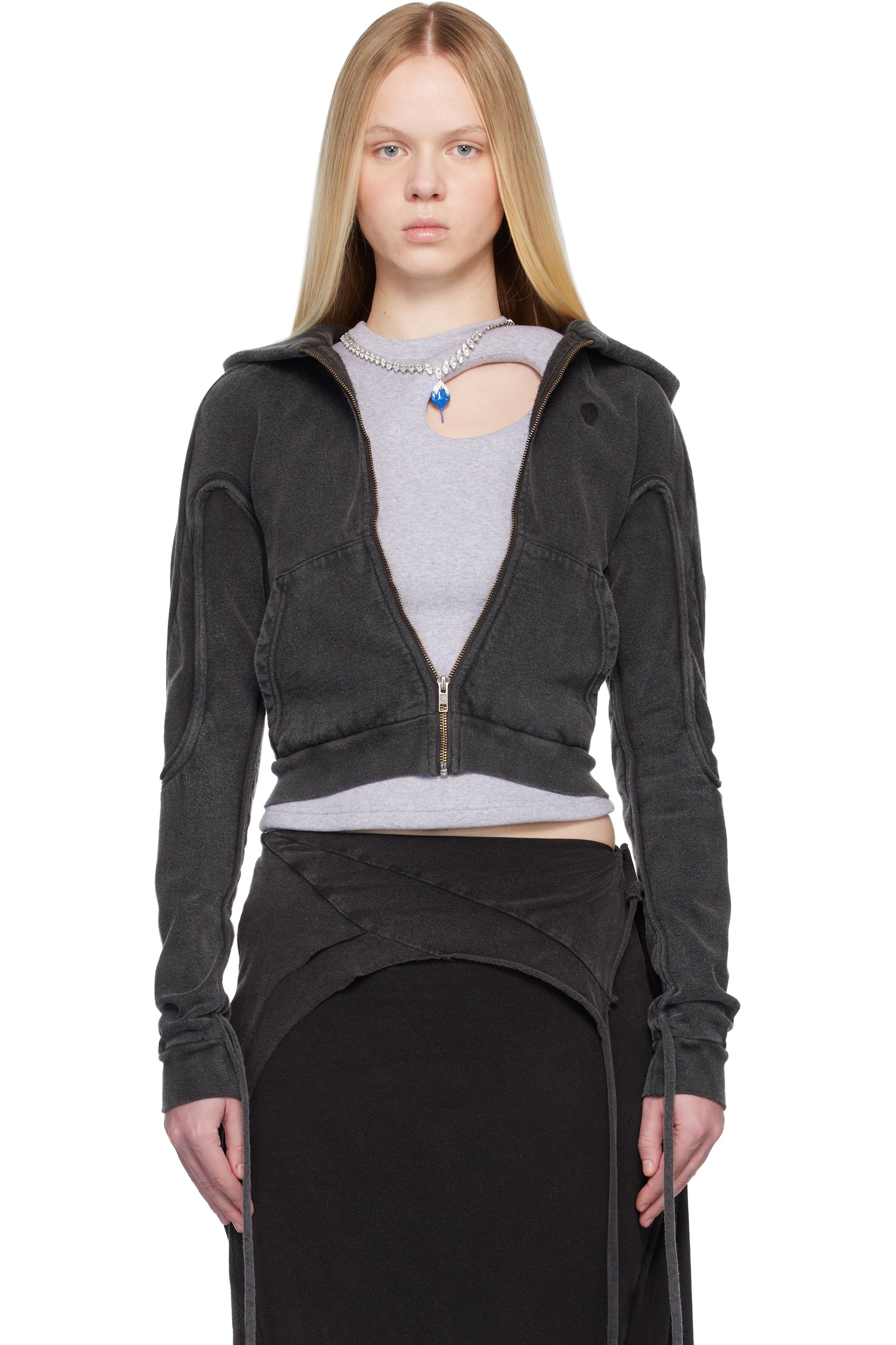 Ottolinger - Pull à capuche ajusté noir à glissière