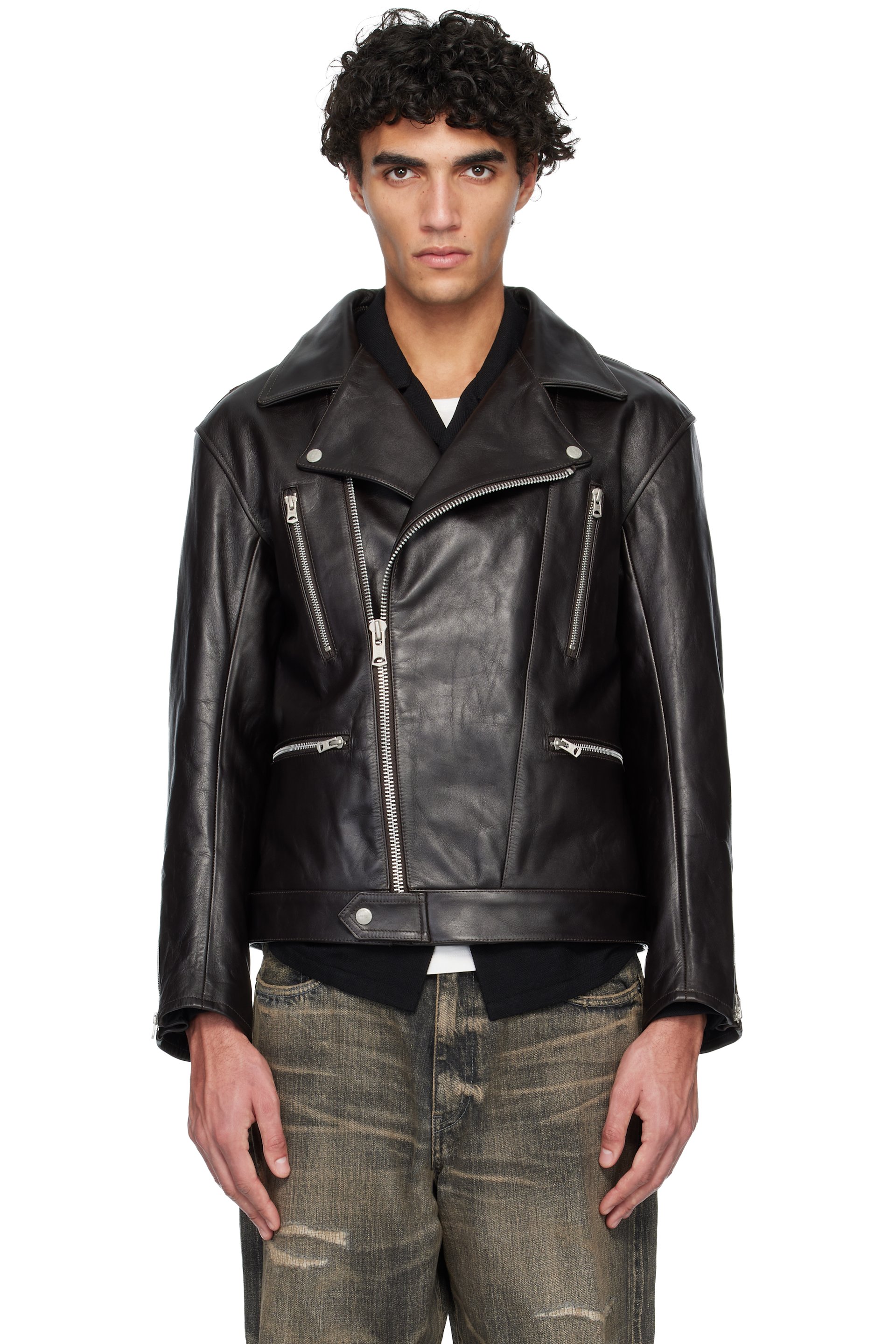 Neighborhood - Brown Leather Riders Jacket