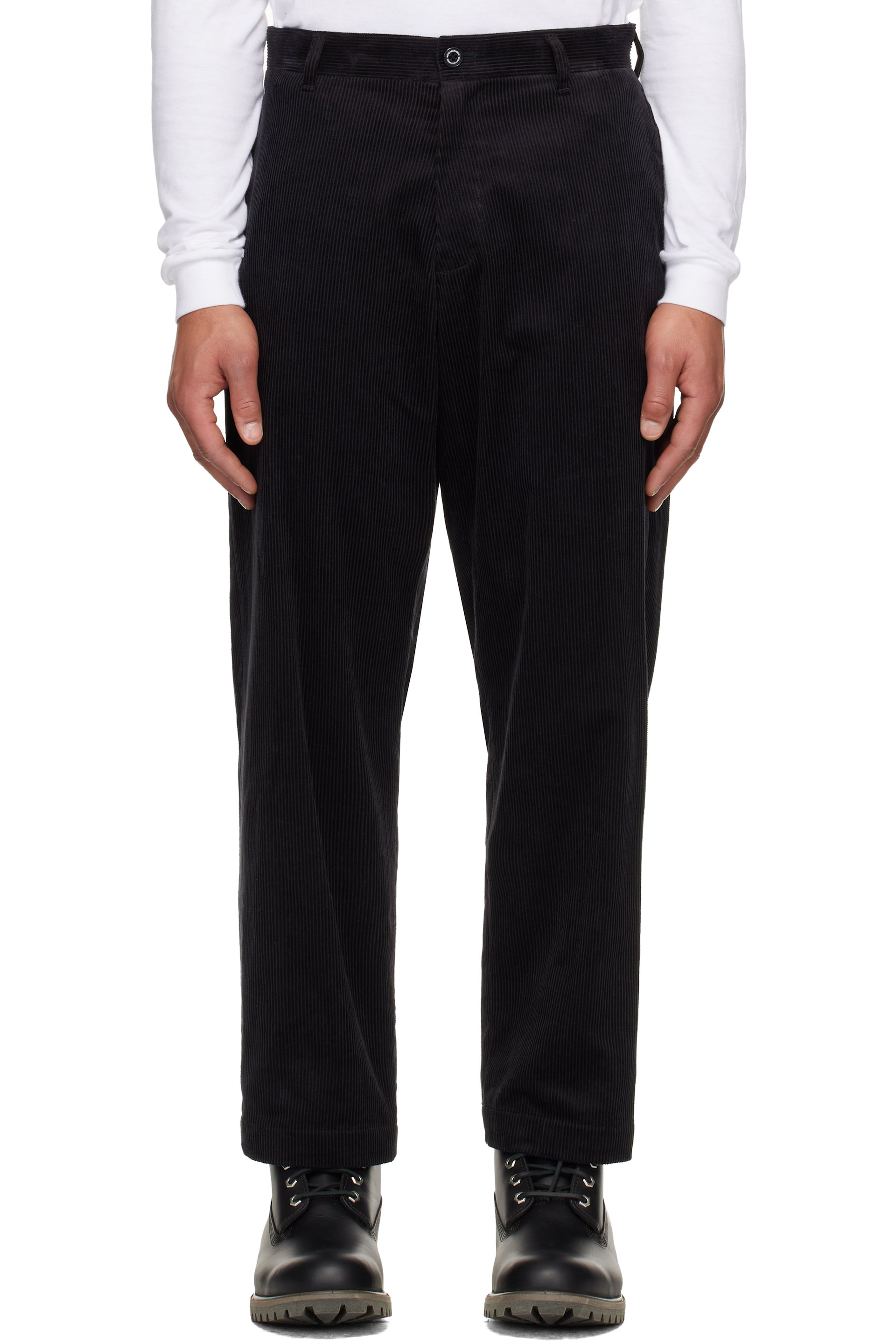新品 NEIGHBORHOOD CORDUROY PLAIN PANTS Neighborhood: Black Corduroy Plain Trousers | SSENSE