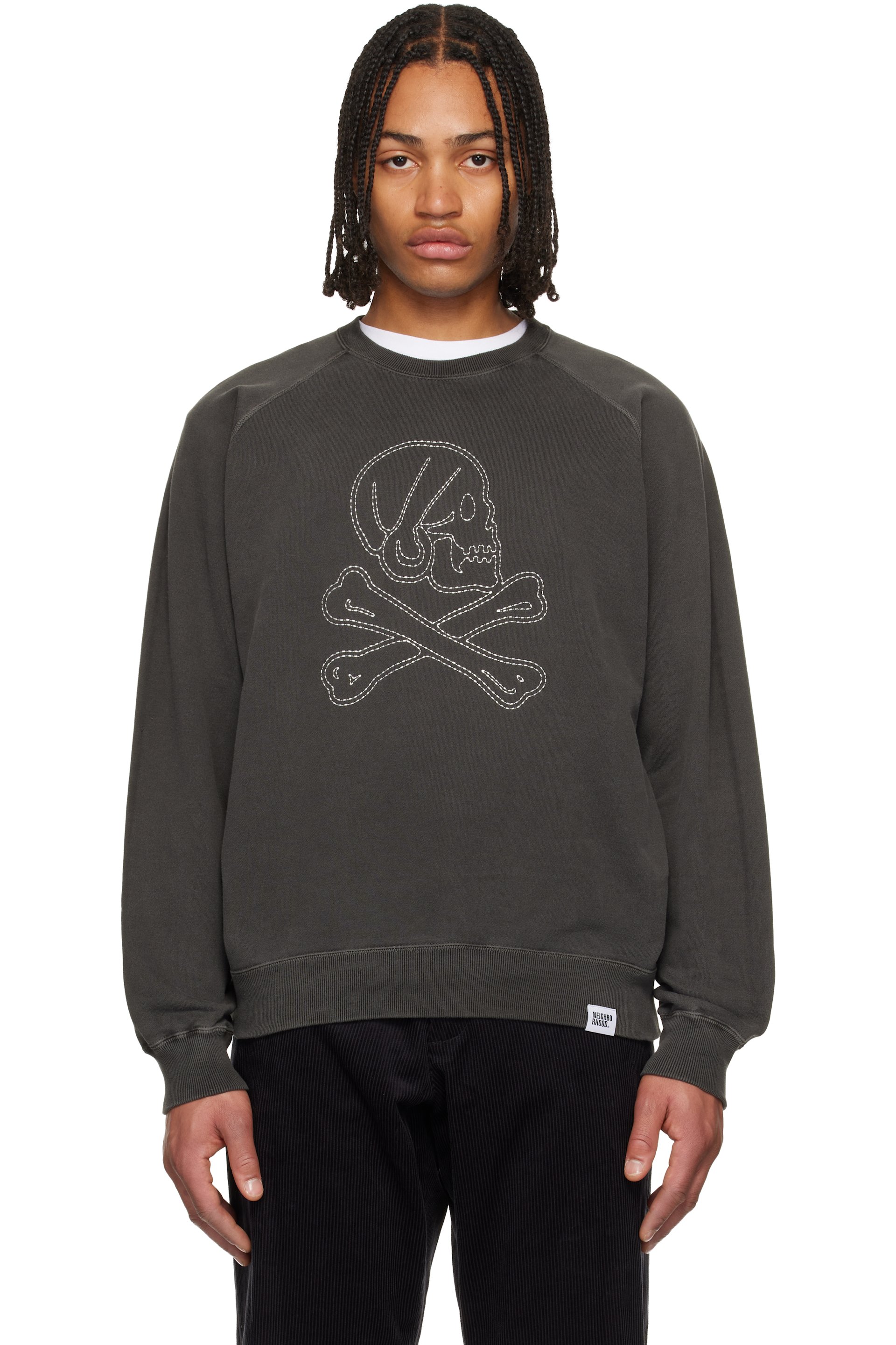 Neighborhood - Pull molletonné gris teint aux pigments