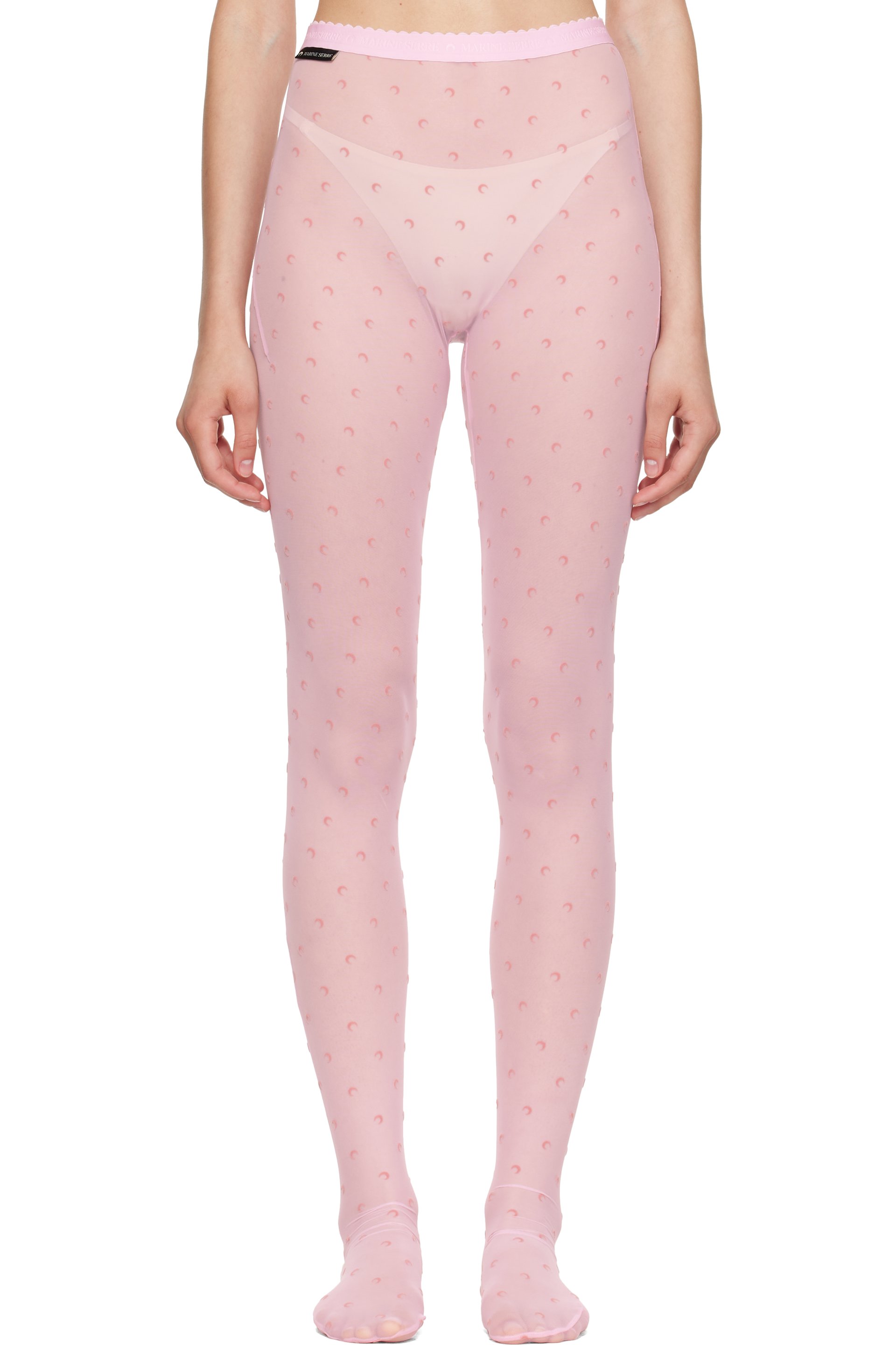 Marine Serre - Pink Plumetis Mesh Tights