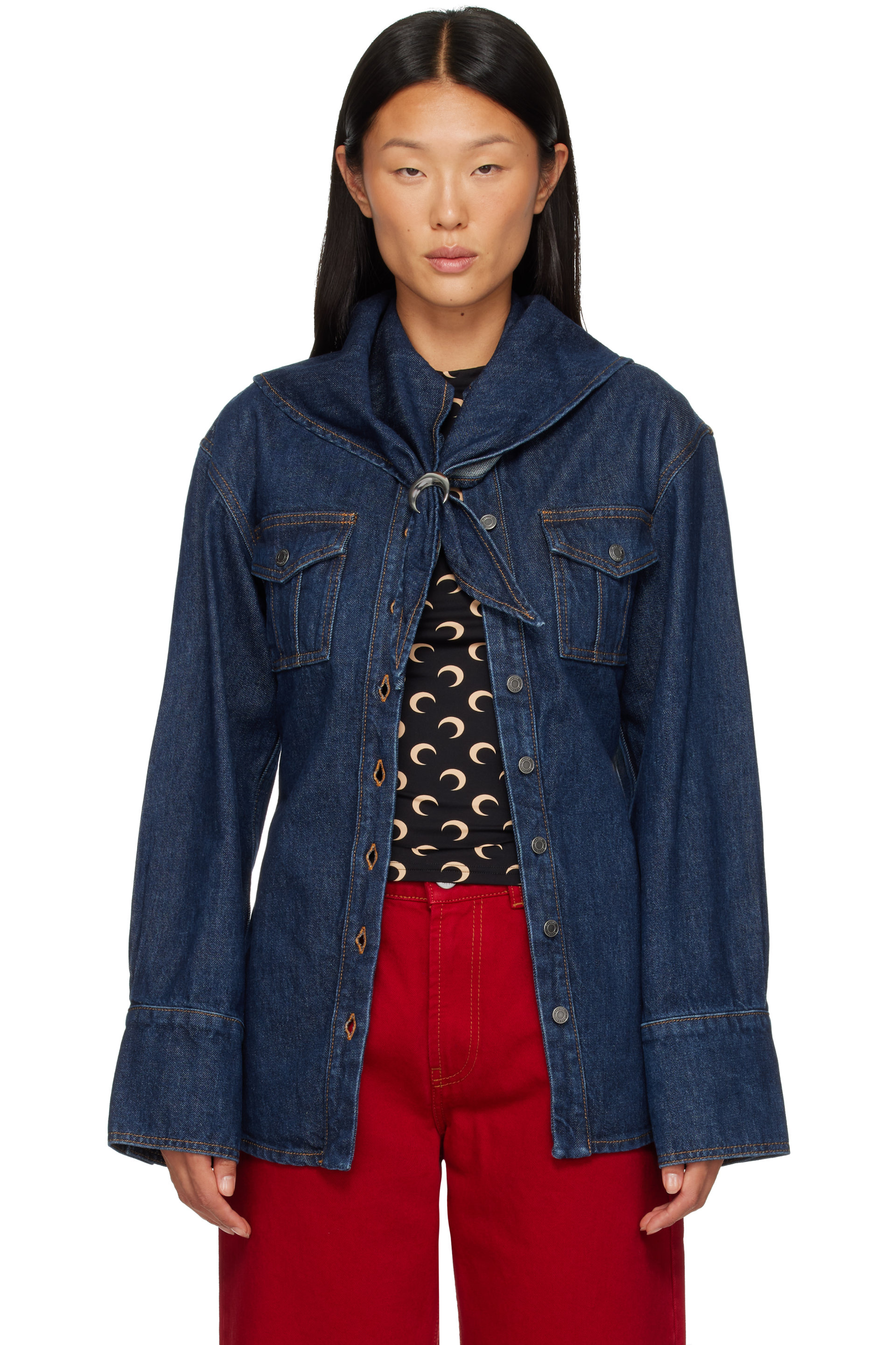 Marine Serre - Navy Denim Overshirt