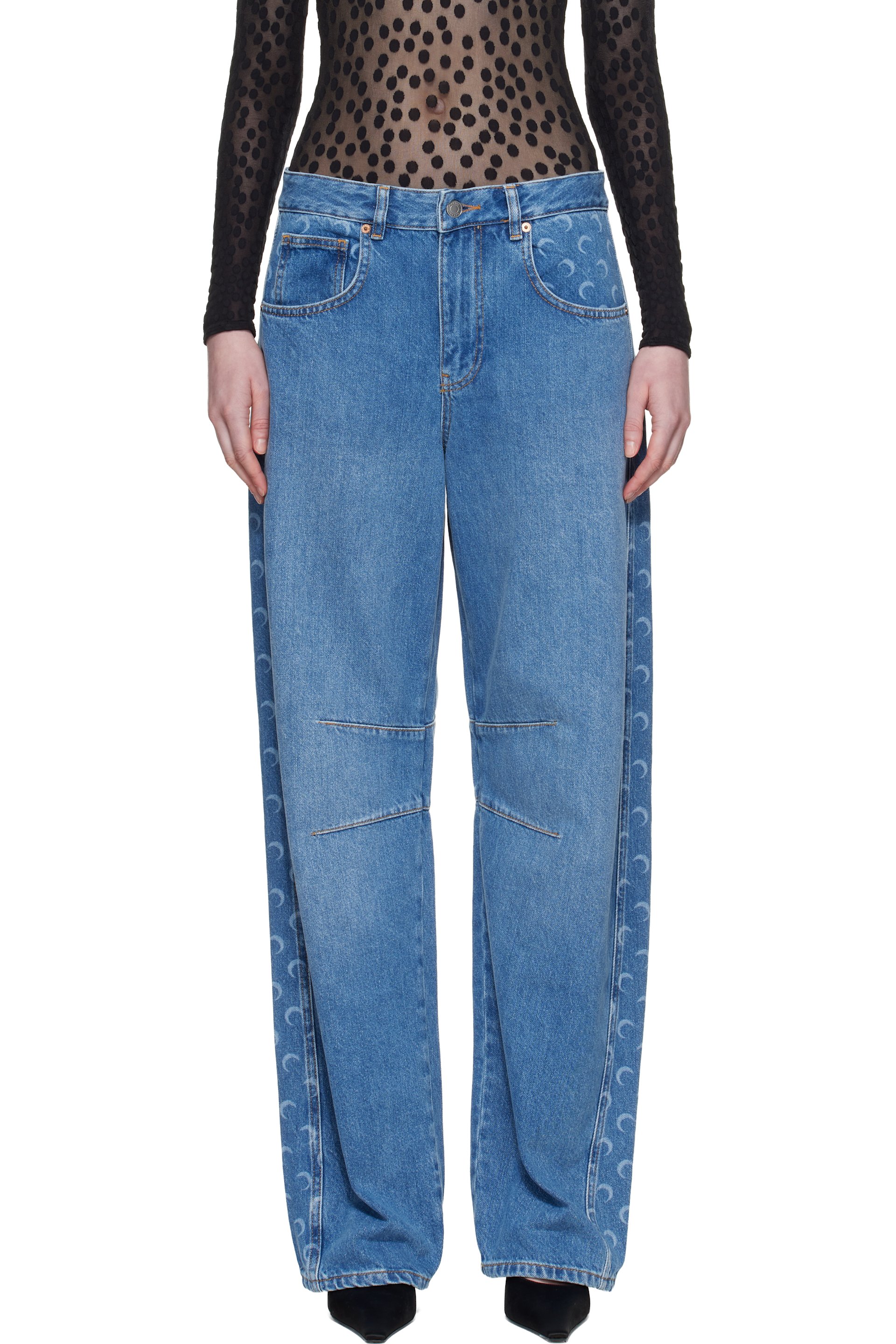 Marine Serre - Blue Barrel Denim Jeans