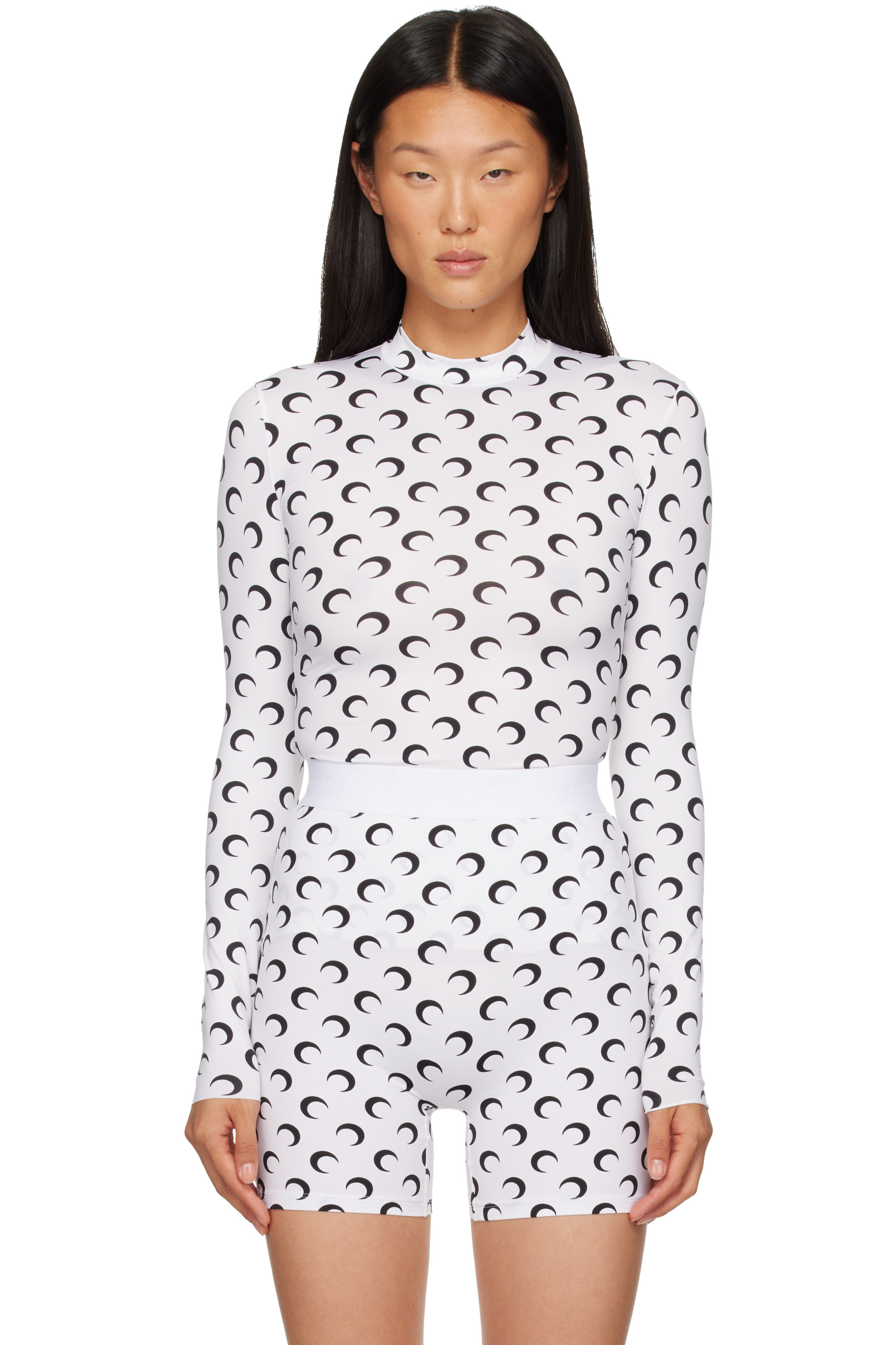 Marine Serre - White Recycled Moon Jersey Second Skin Top
