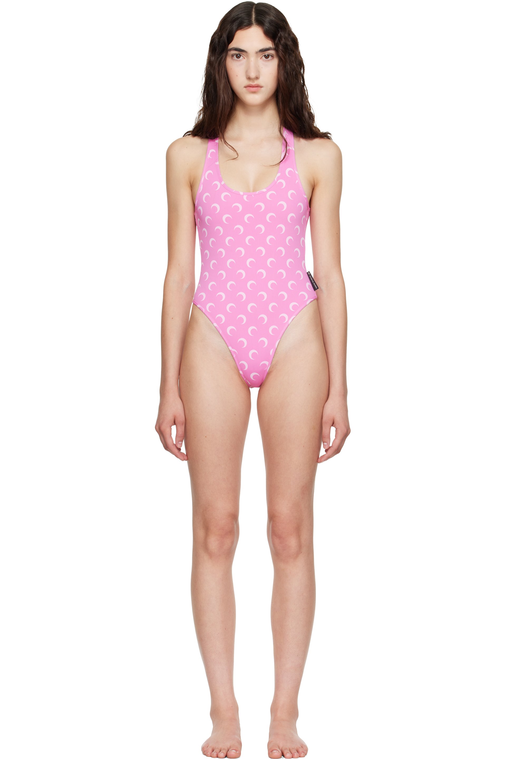 Marine Serre - ピンク Moon Printed Jersey ワンピース スイムウェア