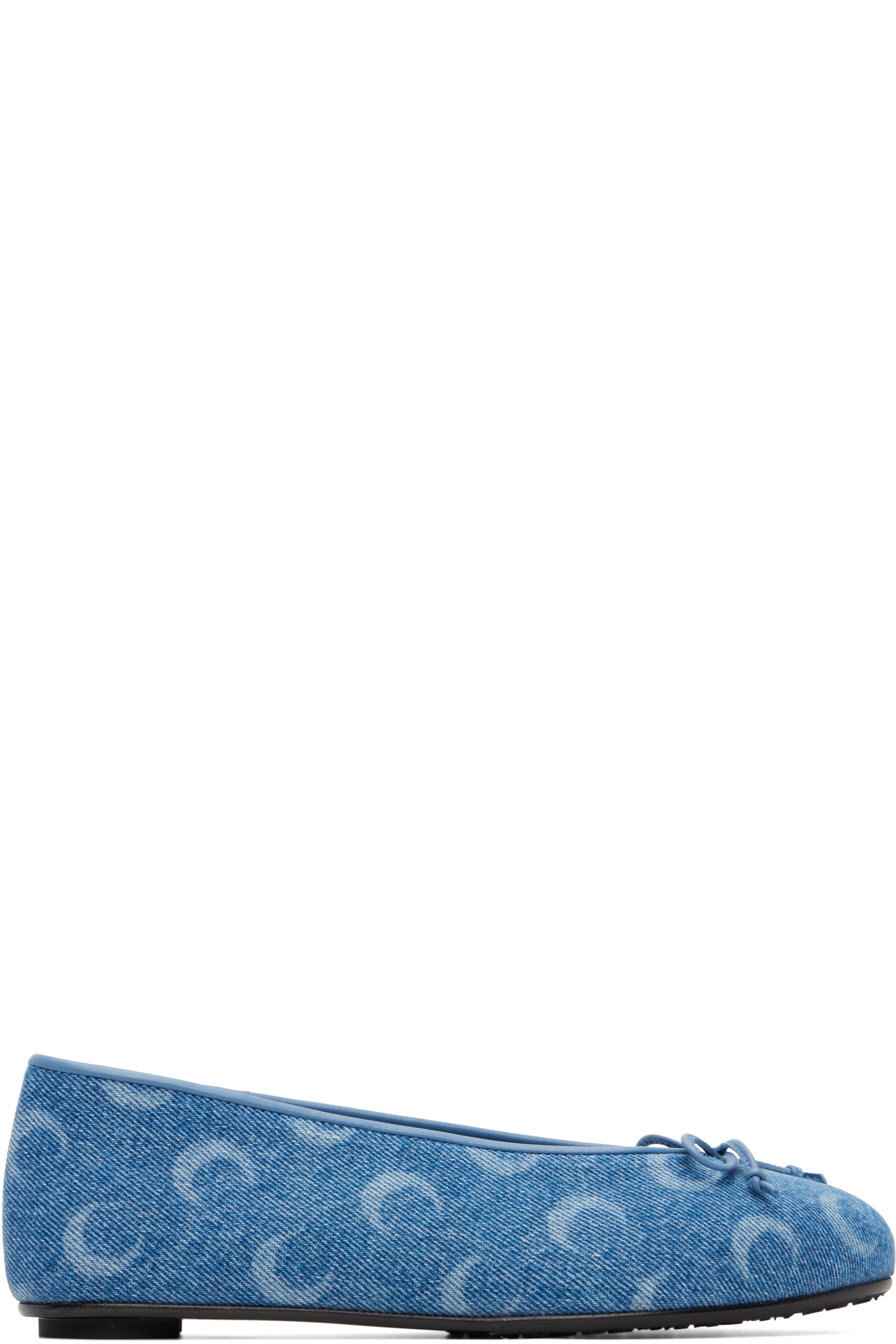 Marine Serre - Blue Moonogram Denim Ballerina Flats