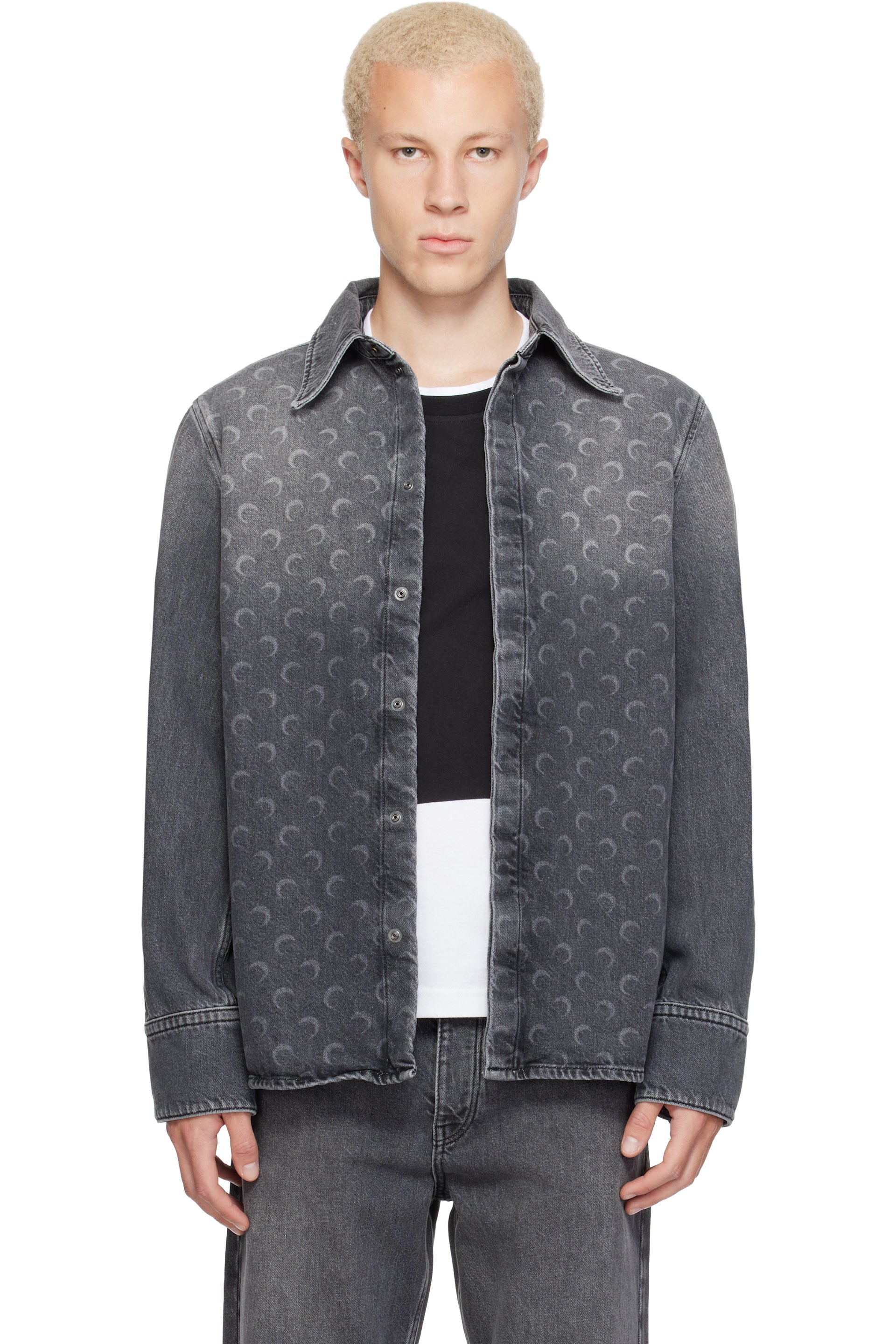 Marine Serre - Gray Moon Laser Wash LS Denim Shirt