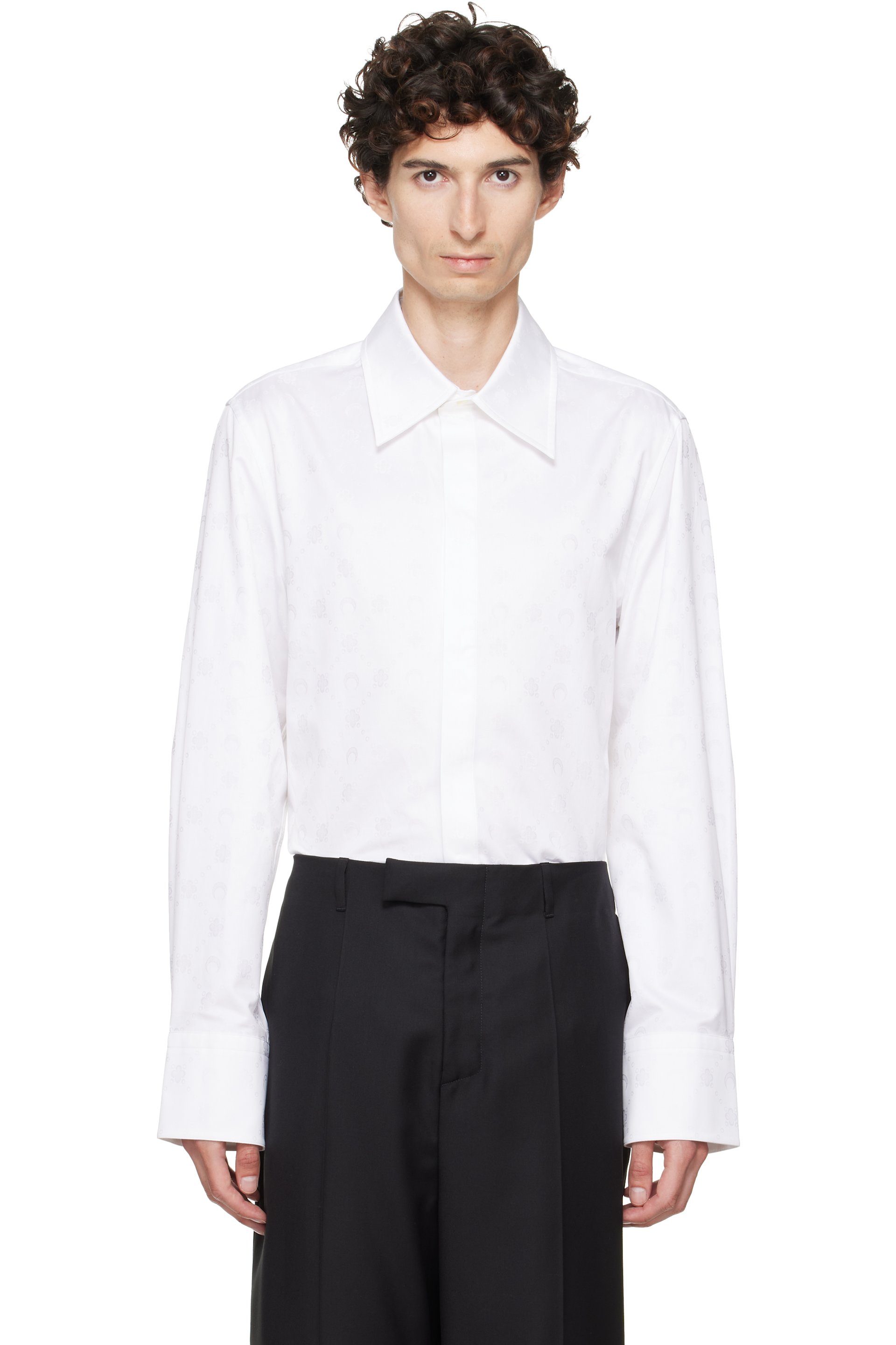 Marine Serre - White Moonogram Jacquard Cotton LS Shirt