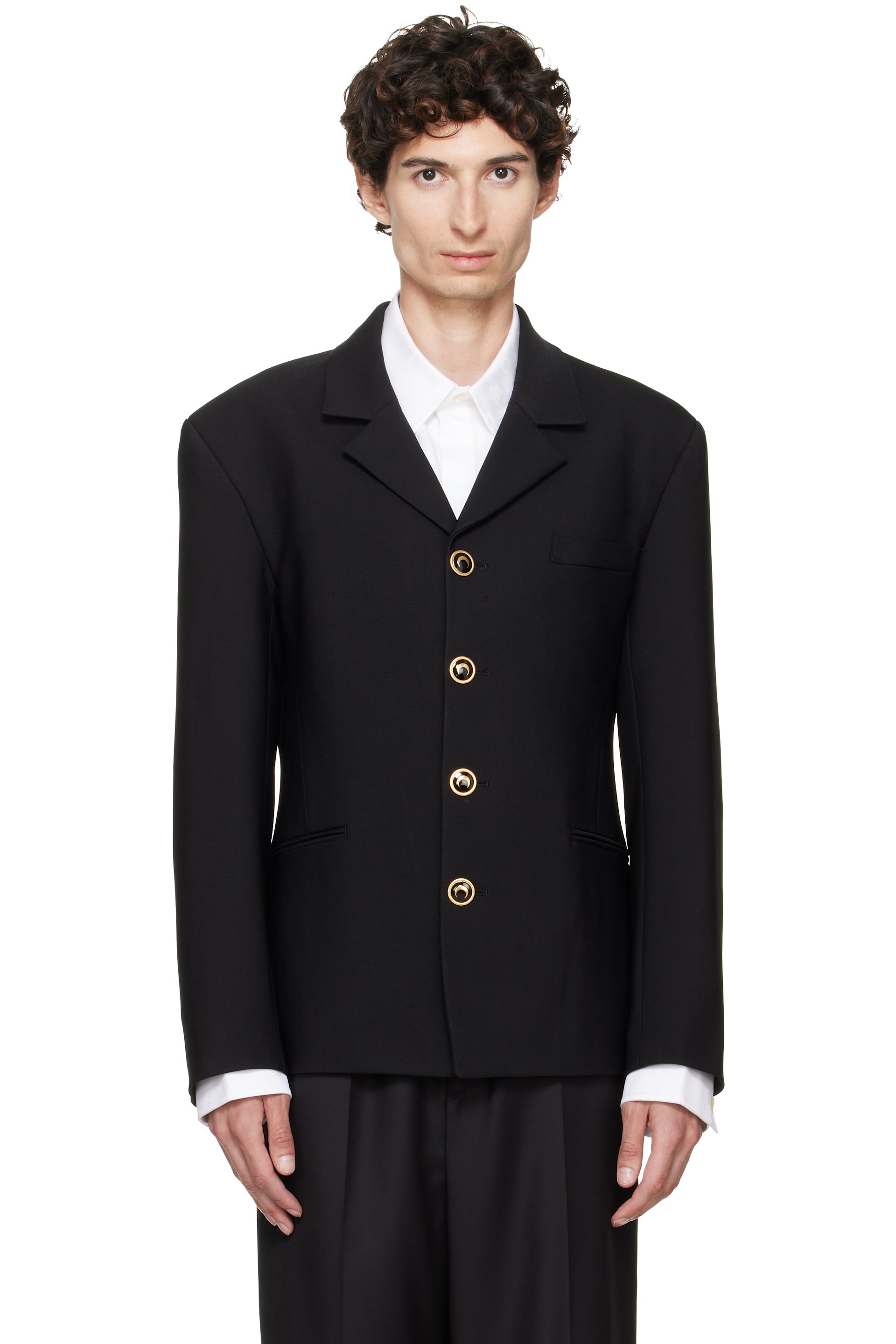 Marine Serre - Black Tailored Wool Serge Blazer