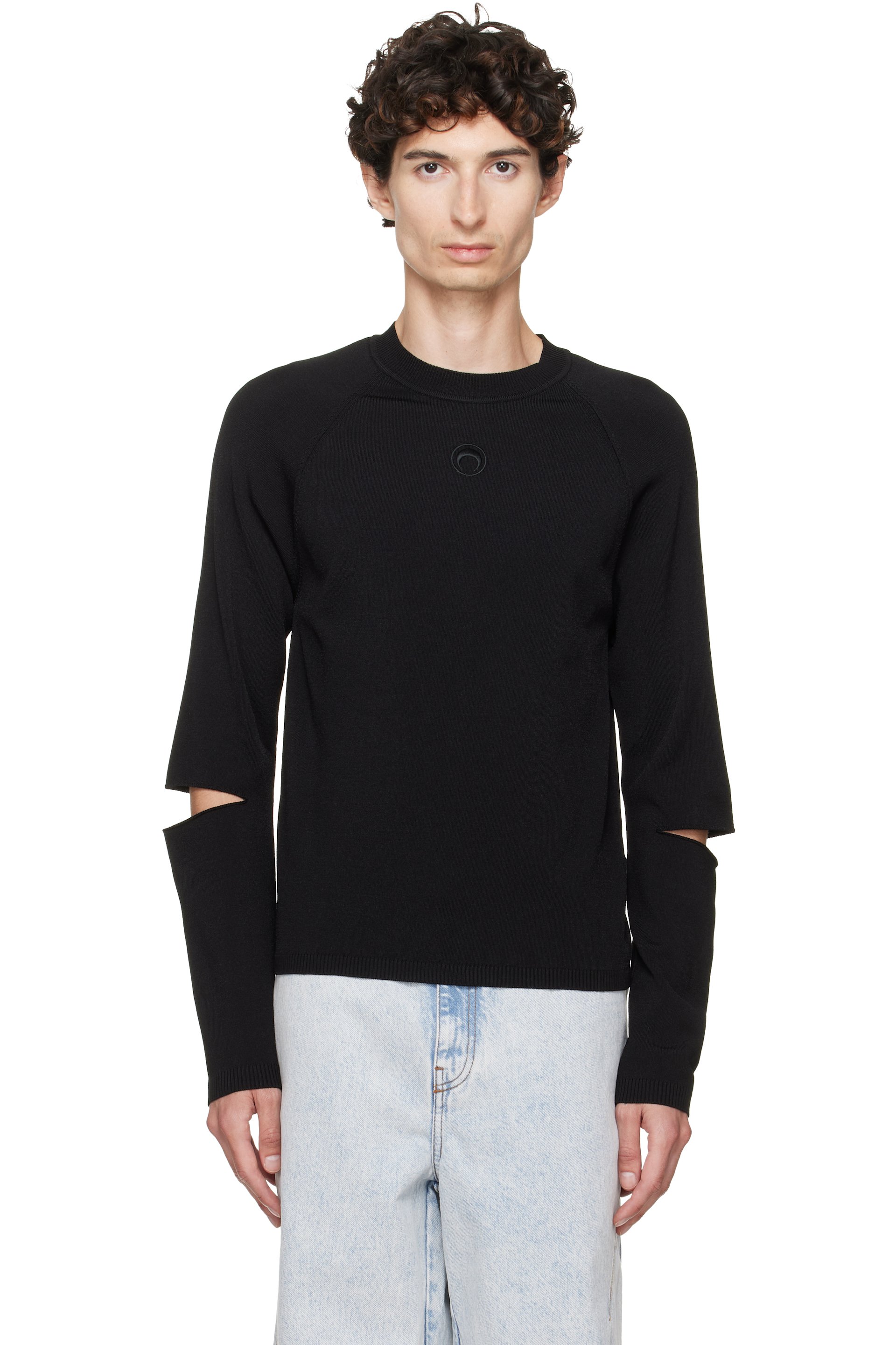 Marine Serre - Black Moon Logo Knit Slit Sweater