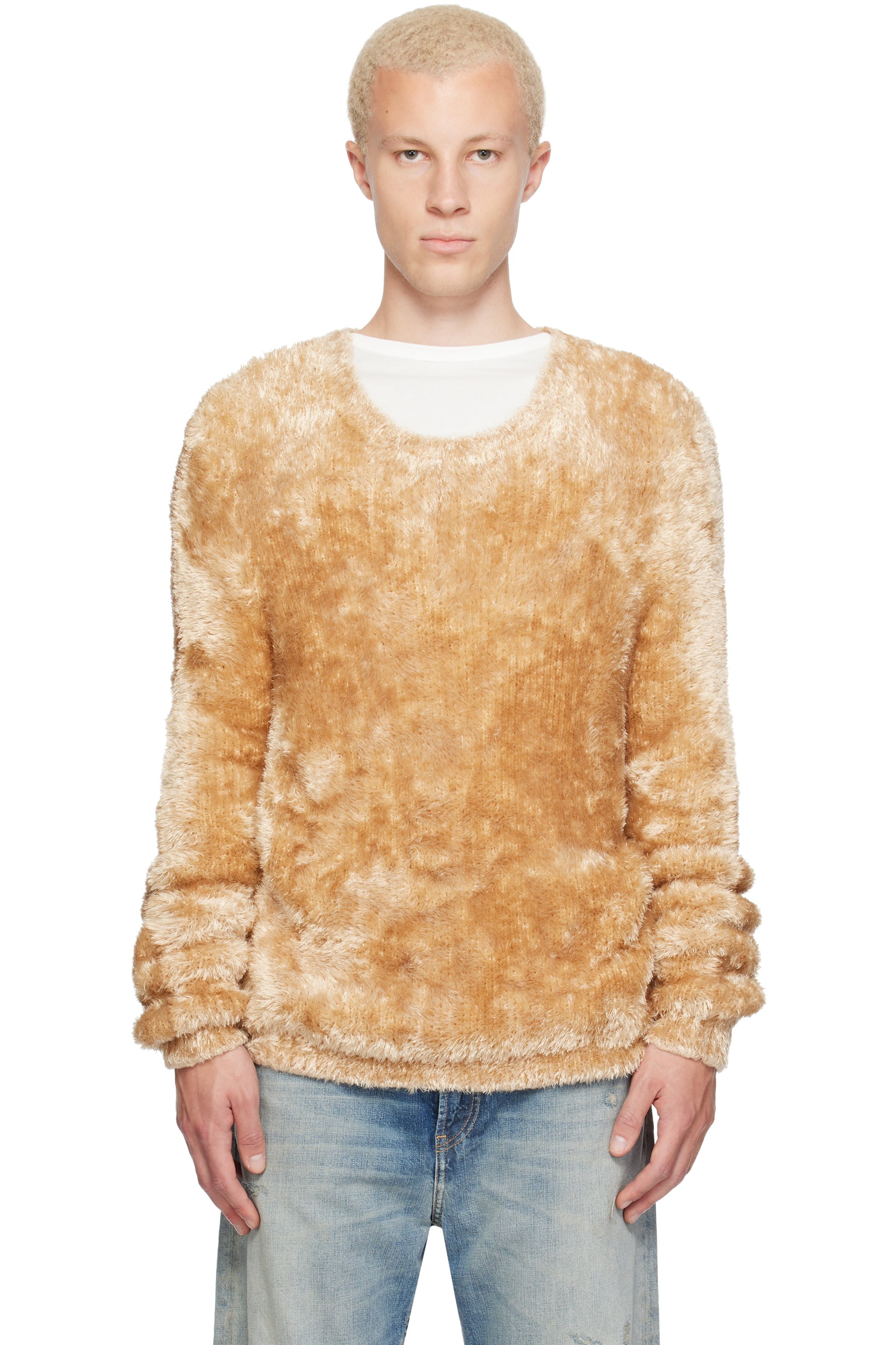 Marine Serre - Beige Wild Fluffy Knit Crewneck Sweater