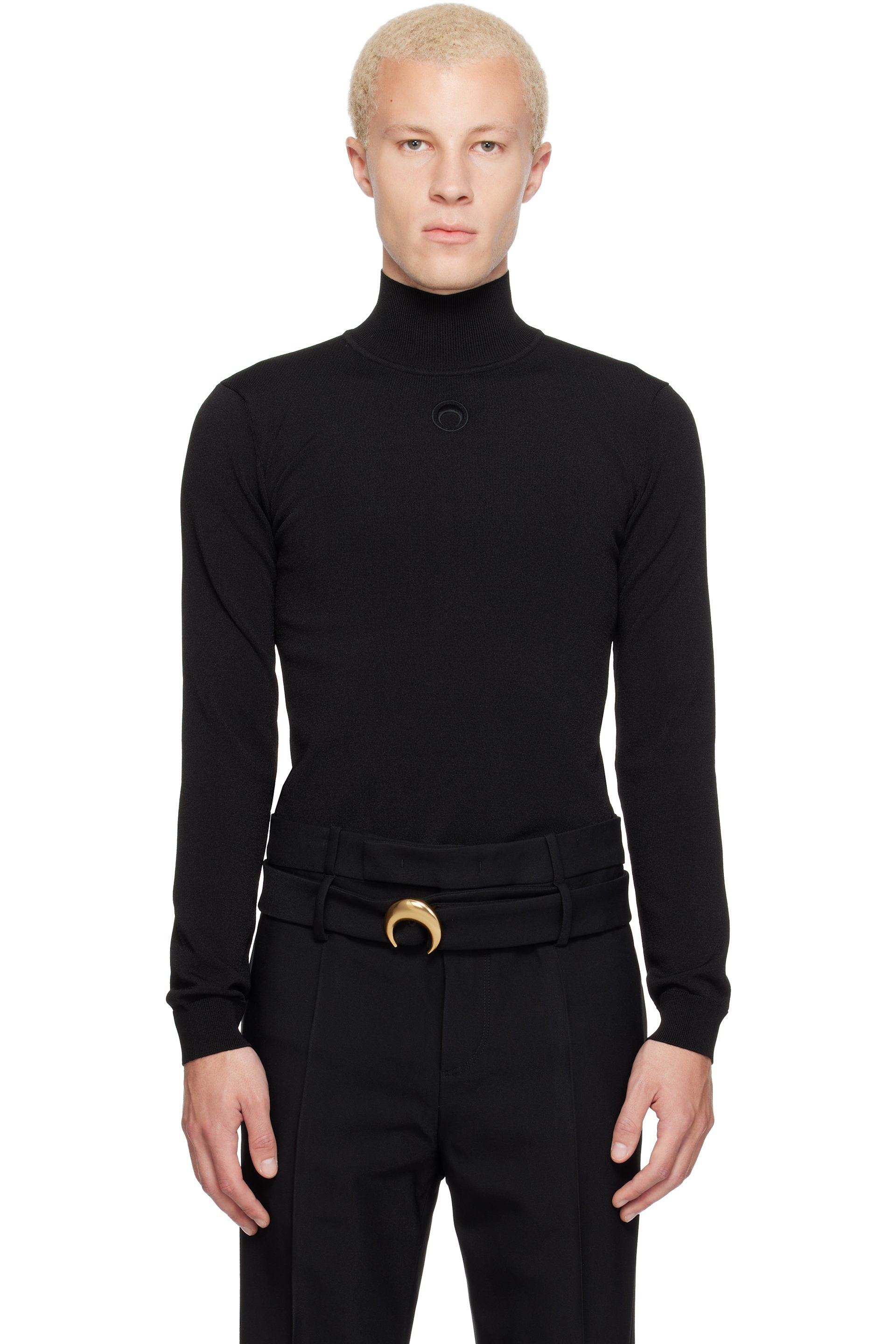 Marine Serre - Black Moon Logo Knit Turtleneck