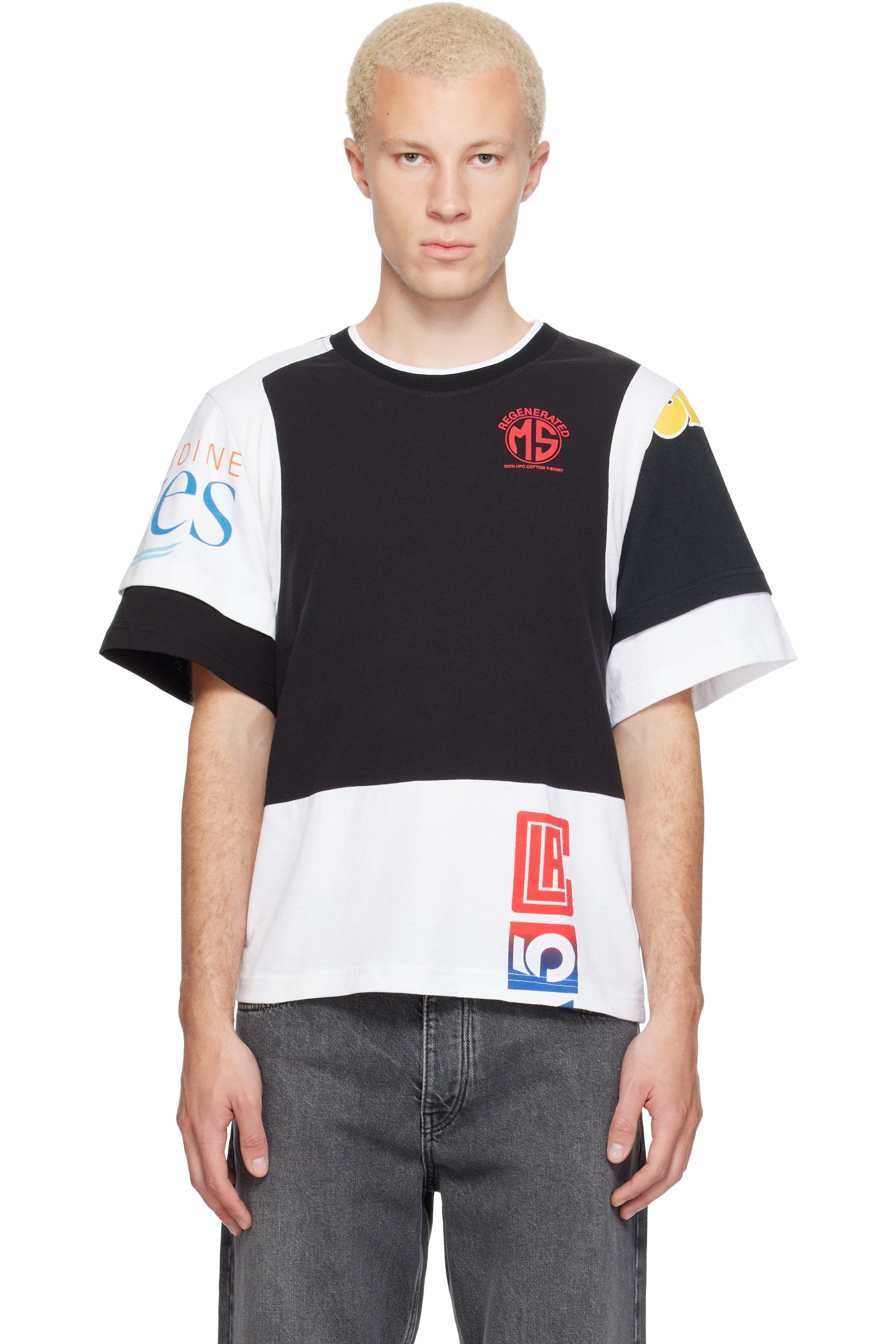 Marine Serre - Black & White Regenerated Graphic Jersey Layered T-shirt