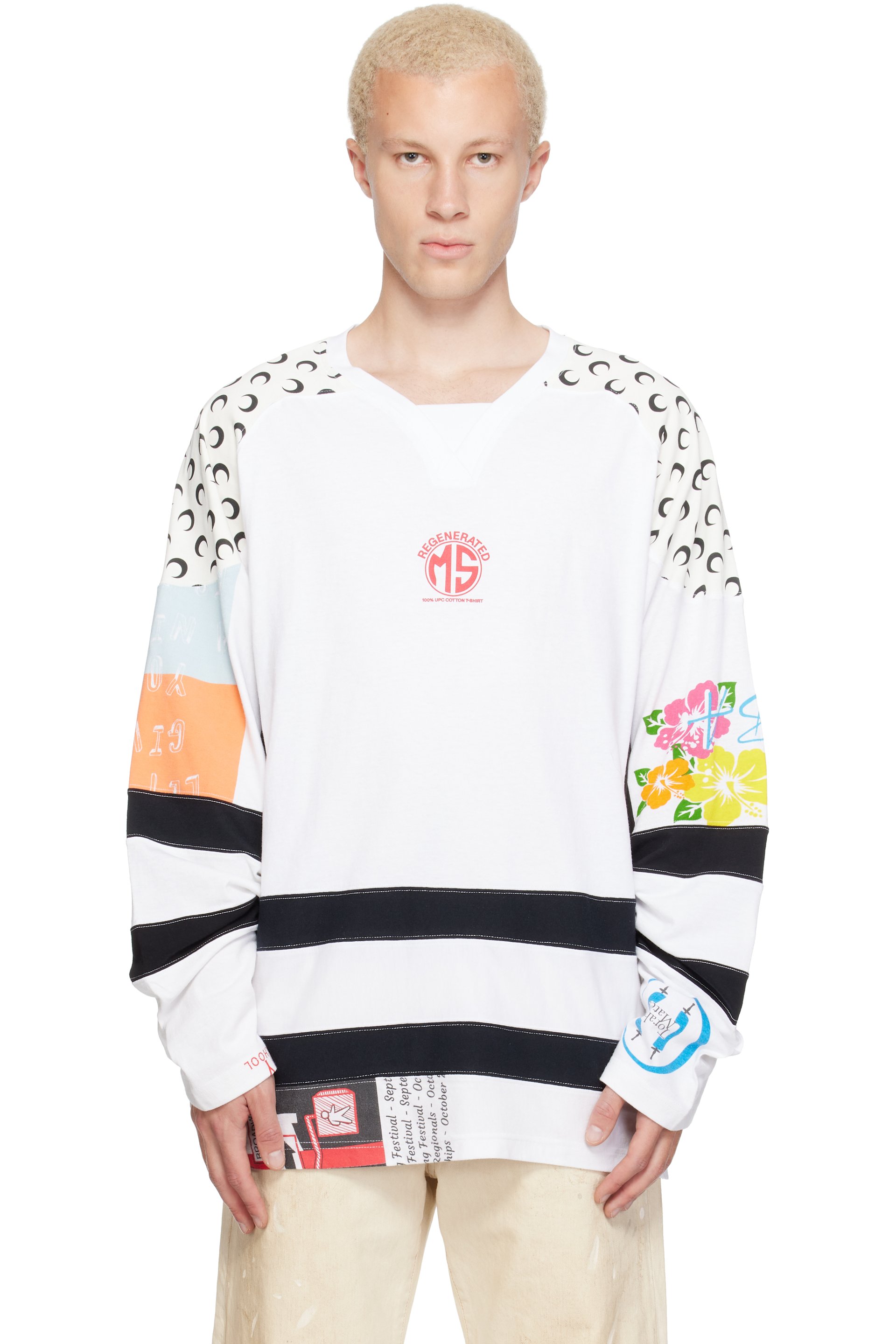 Marine Serre - White Regenerated Graphic Jersey Hockey T-shirt