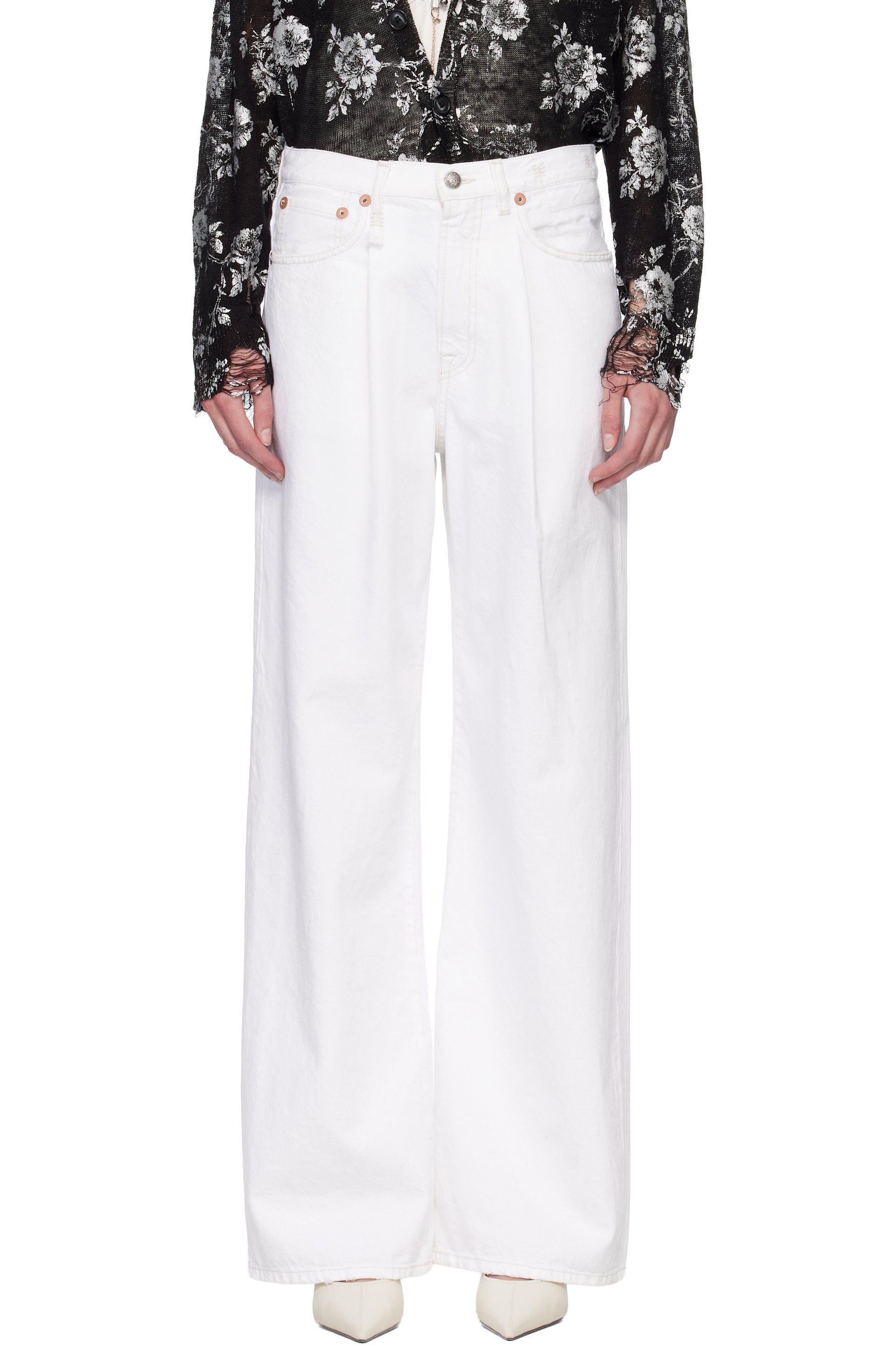 R13 - Jean ample Damon blanc exclusif à SSENSE