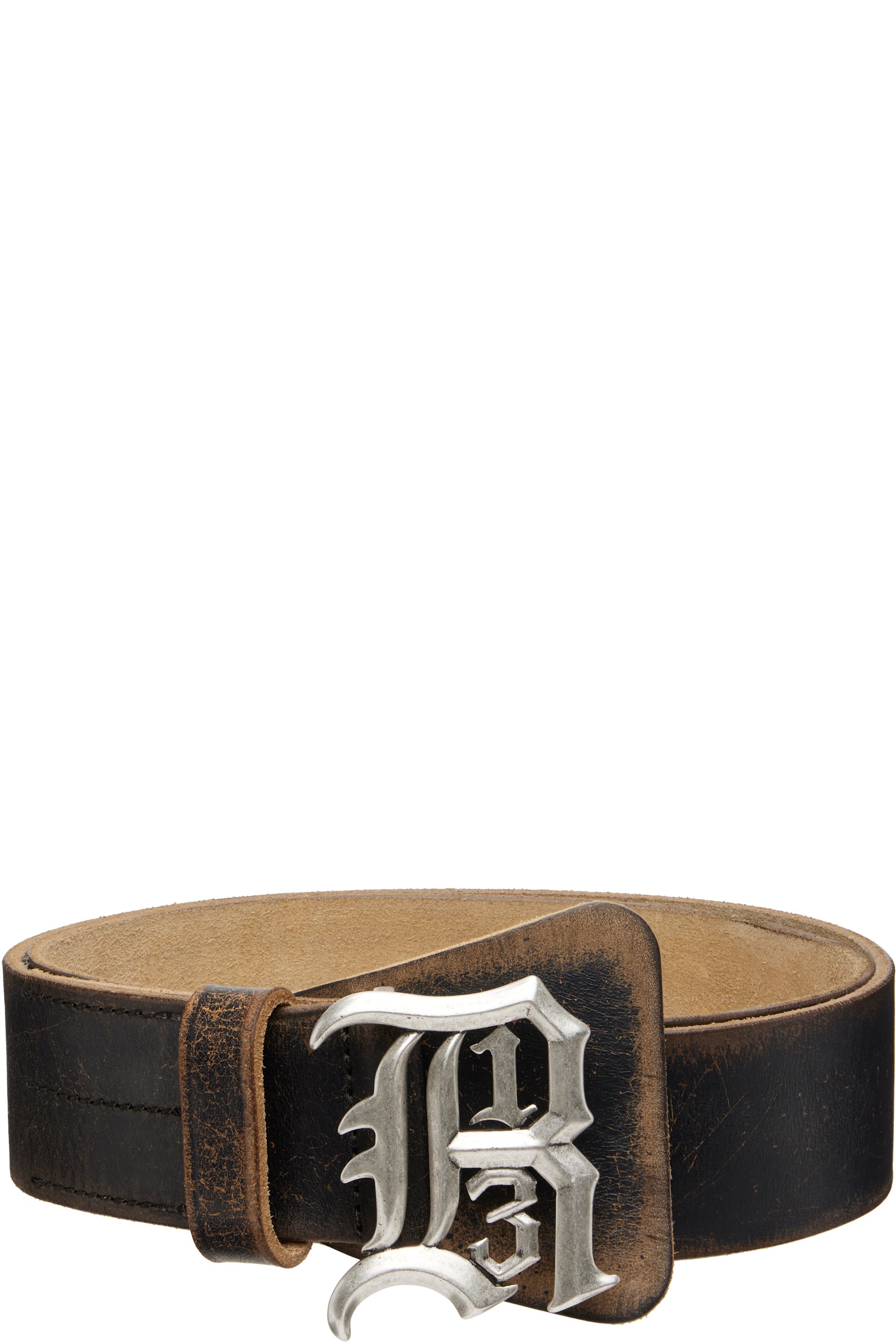 R13 - Brown R13 Logo Buckle Belt