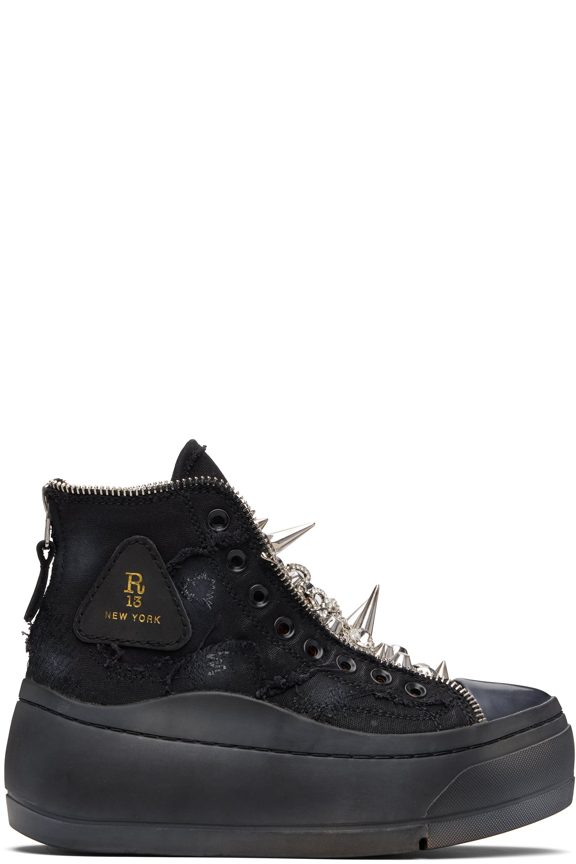 R13 - Baskets montantes Kurt noires sans laçage