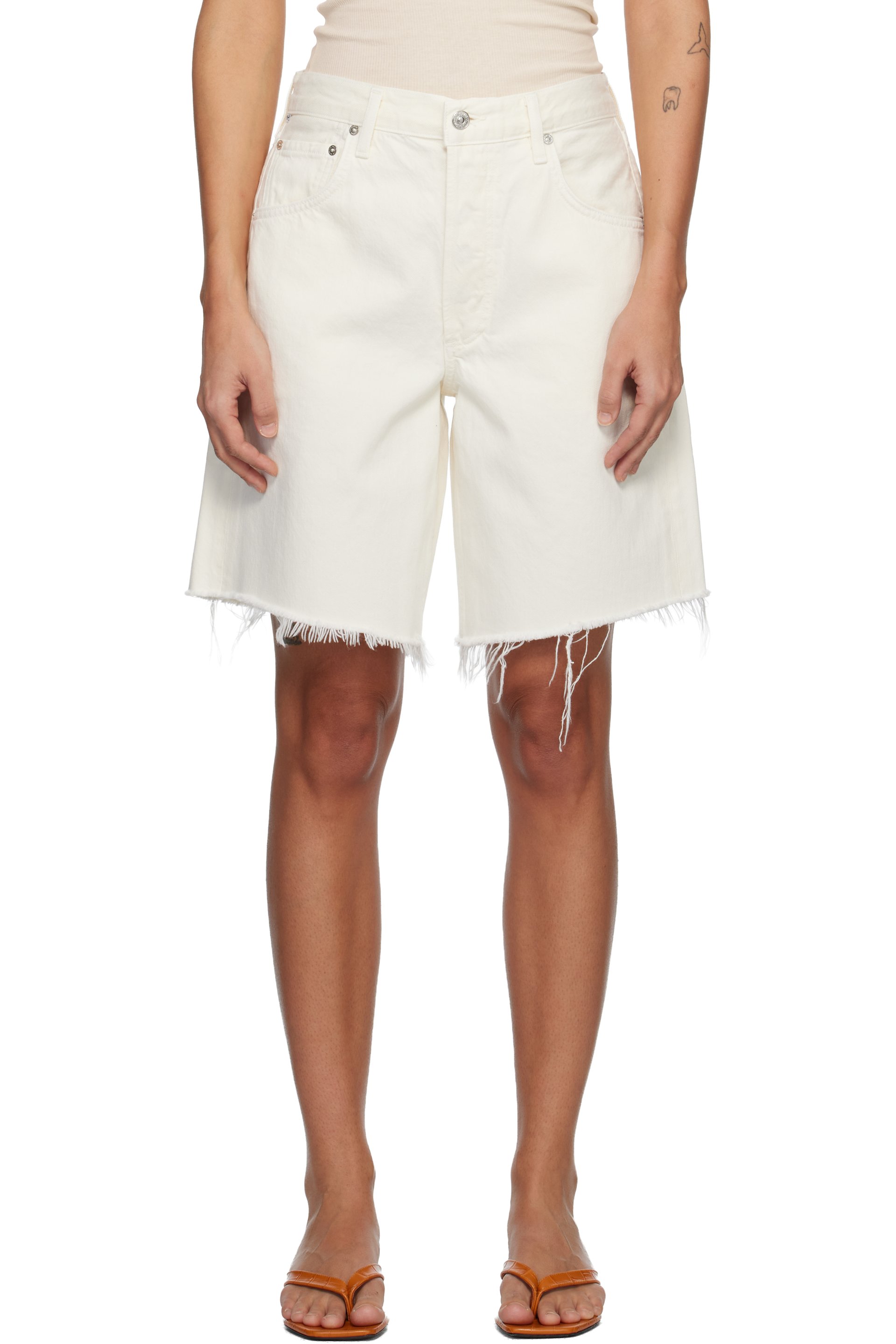 Citizens of Humanity - Short Ayla blanc cassé en denim