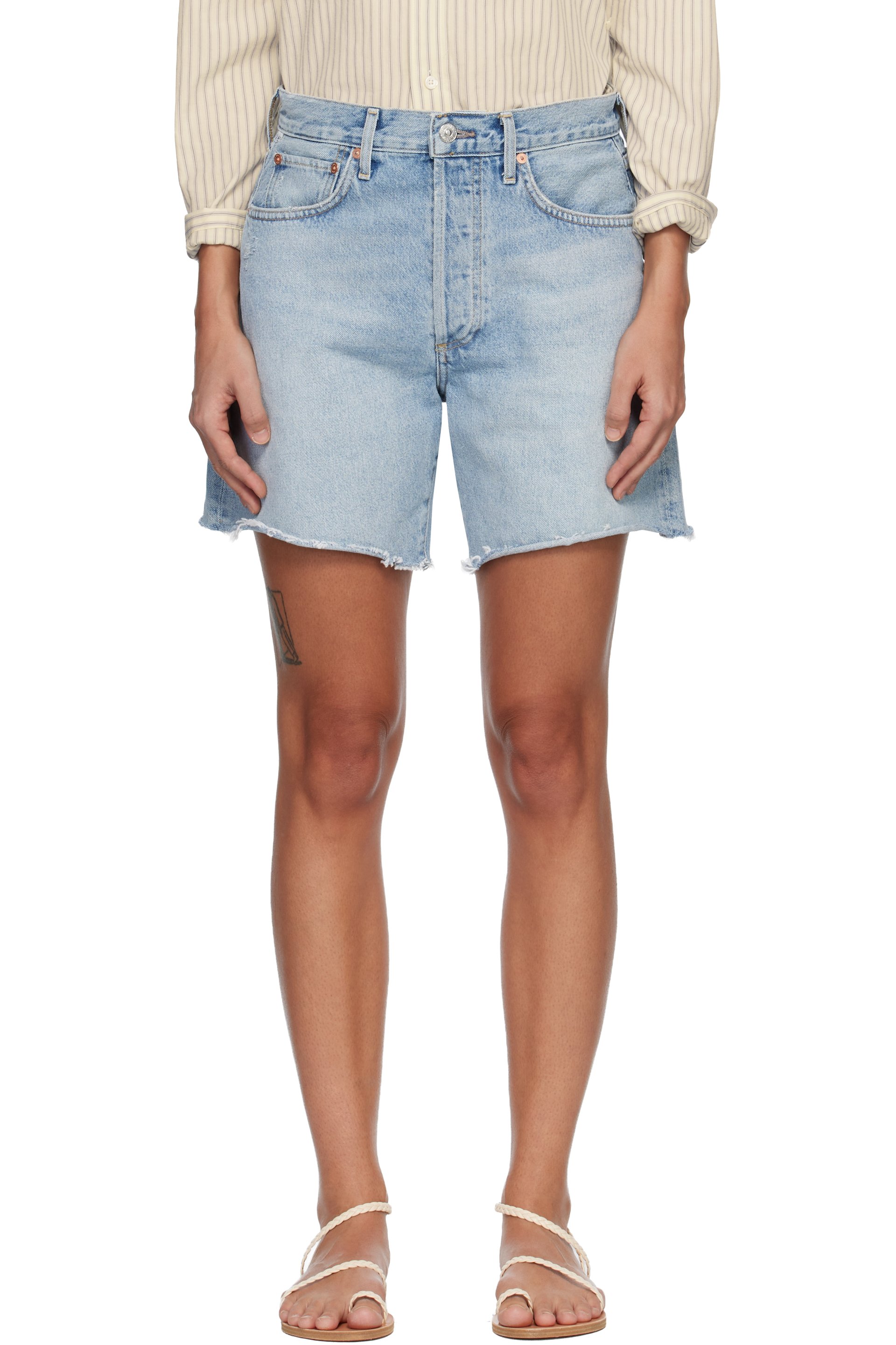 Citizens of Humanity - Short long rétro Marlow bleu en denim