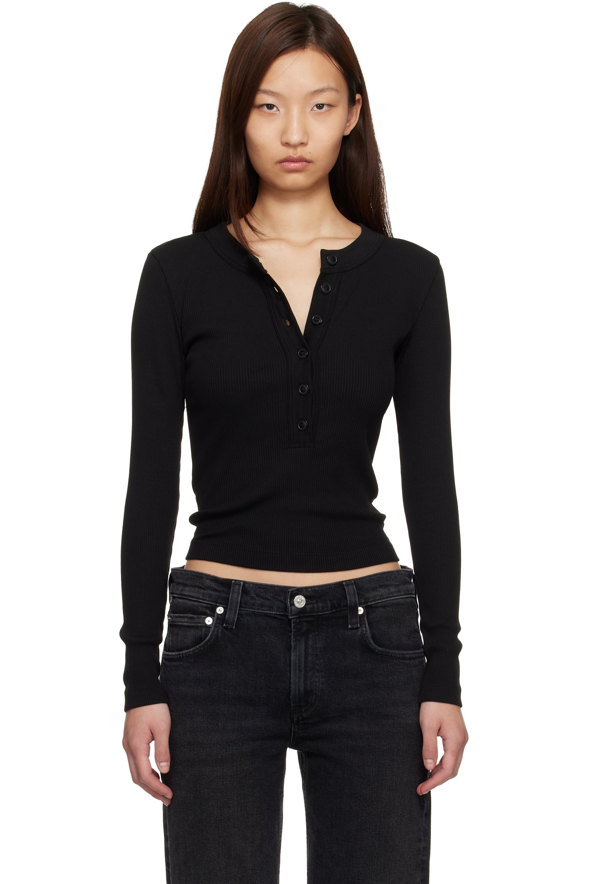 Citizens of Humanity - T-shirt de style henley Varra noir
