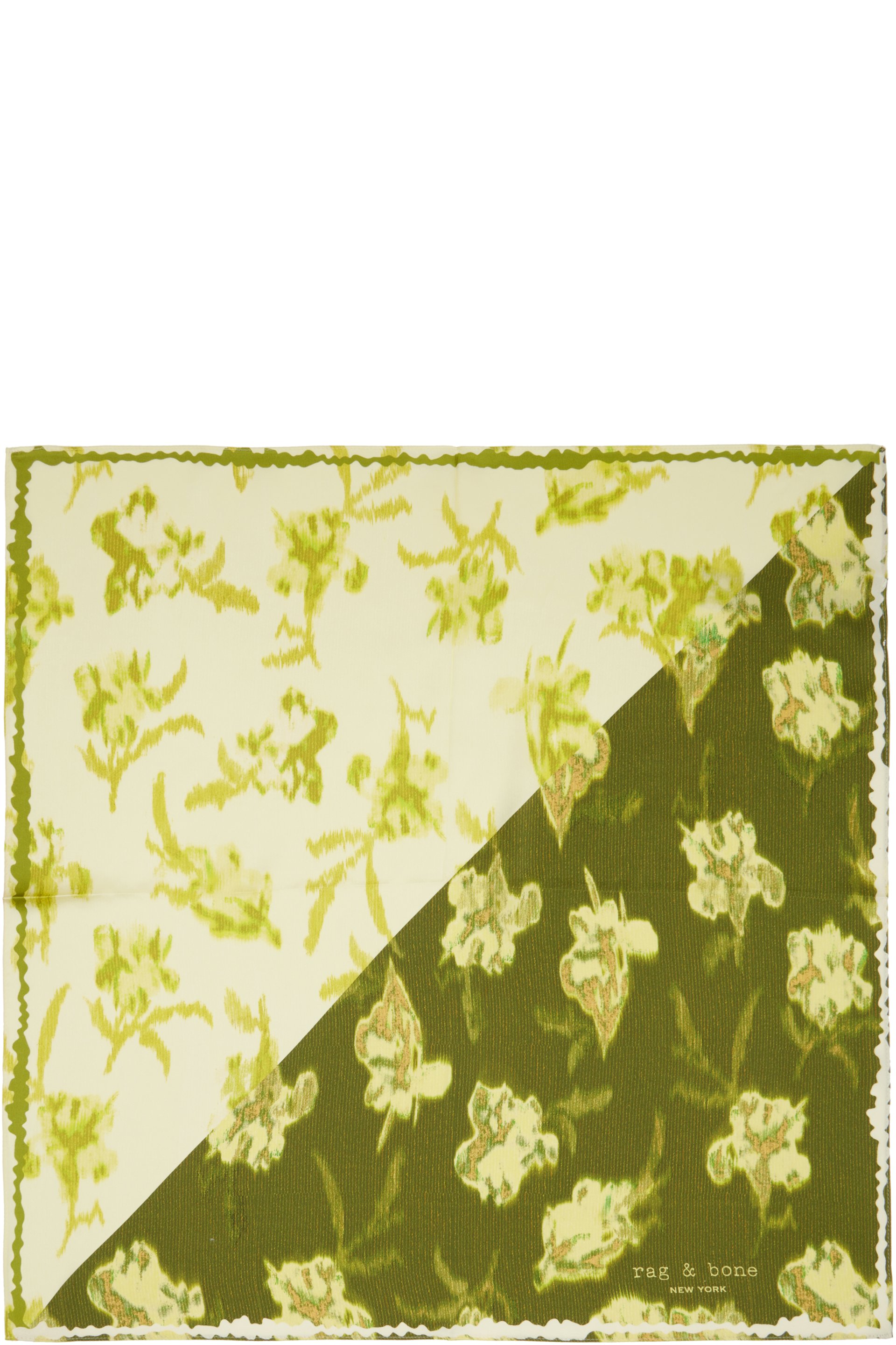 rag & bone - Foulard de style bandana vert en soie à motif fleuri
