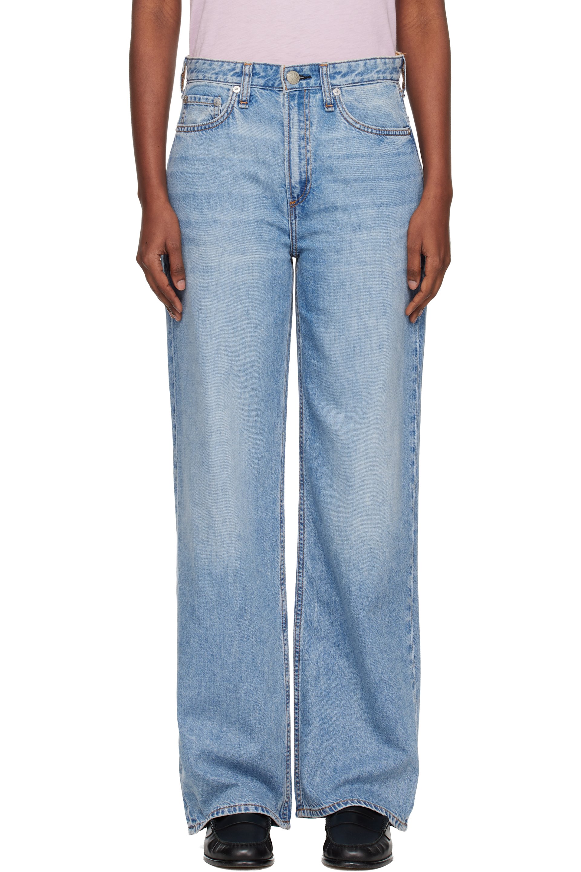 rag & bone - Blue Logan Wide-Leg Jeans