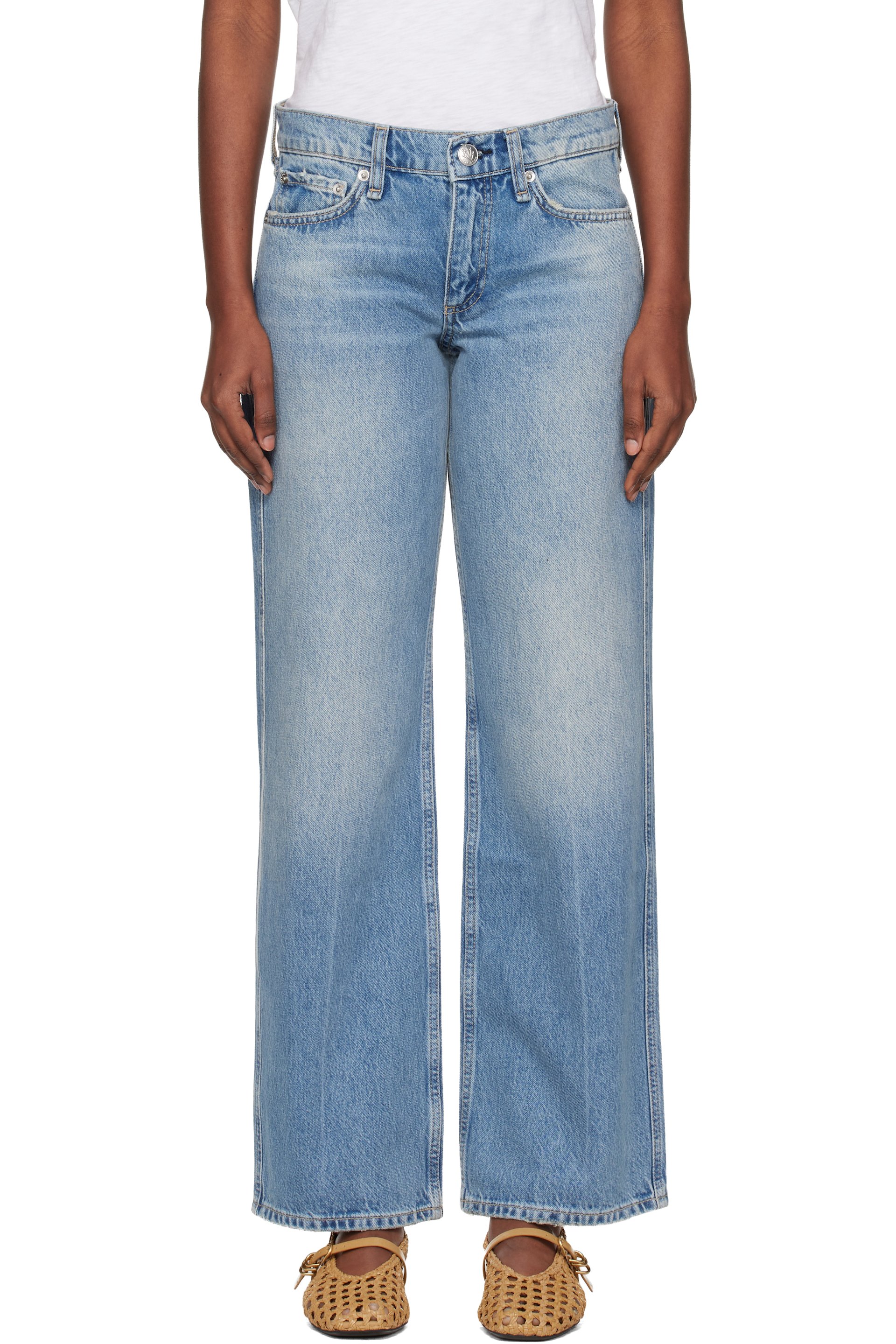 rag & bone - Blue Saige Relaxed Straight Jeans