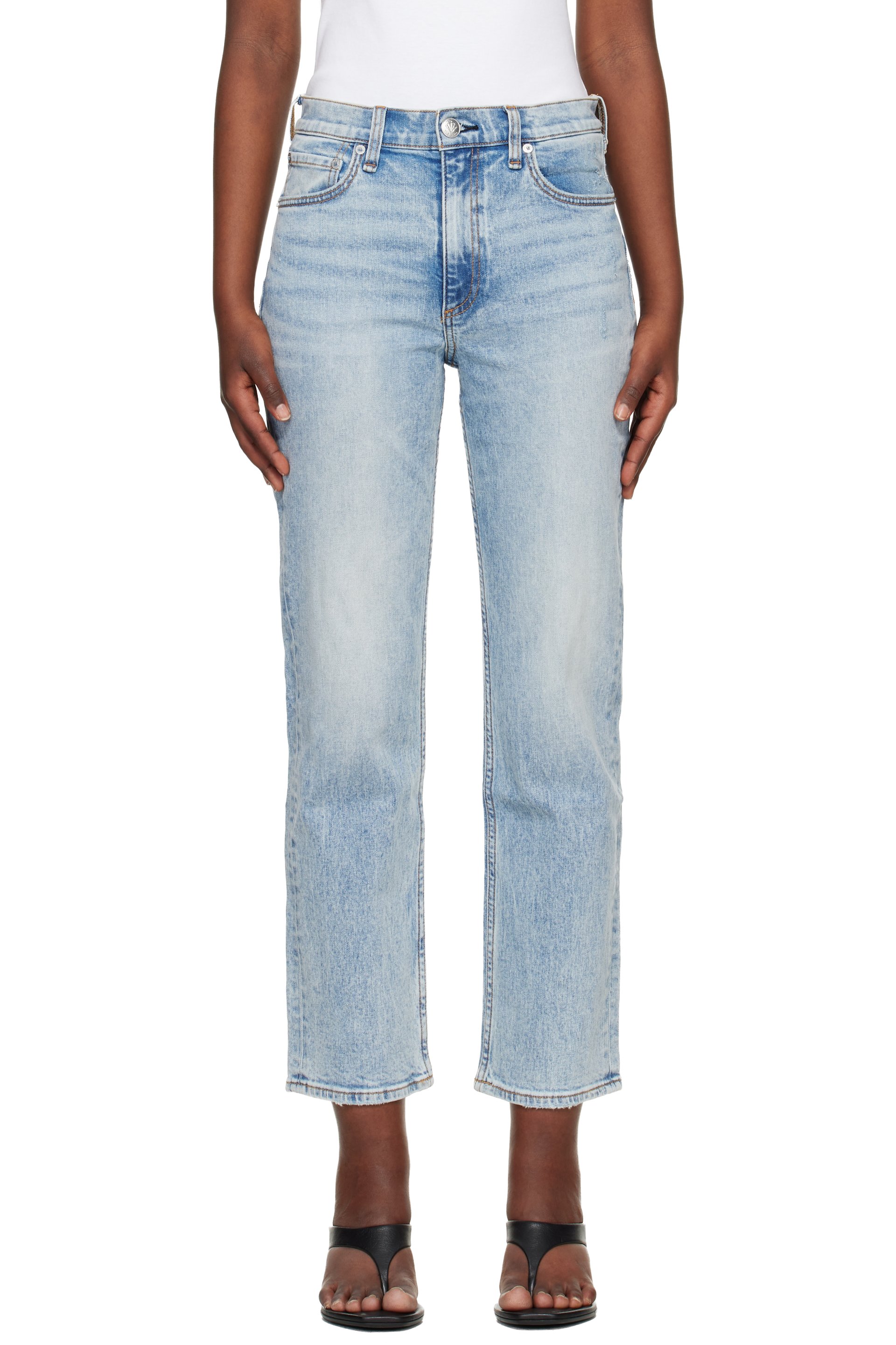 rag & bone - Blue Harlow Ankle Straight Jeans